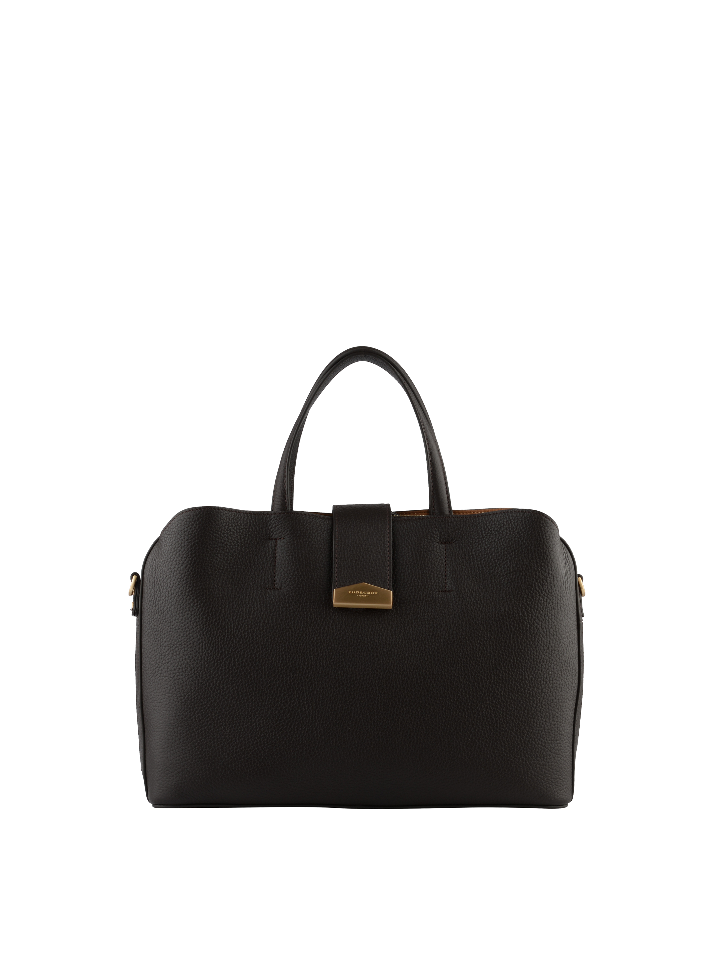 Calfskin leather handbag POURCHET Brown