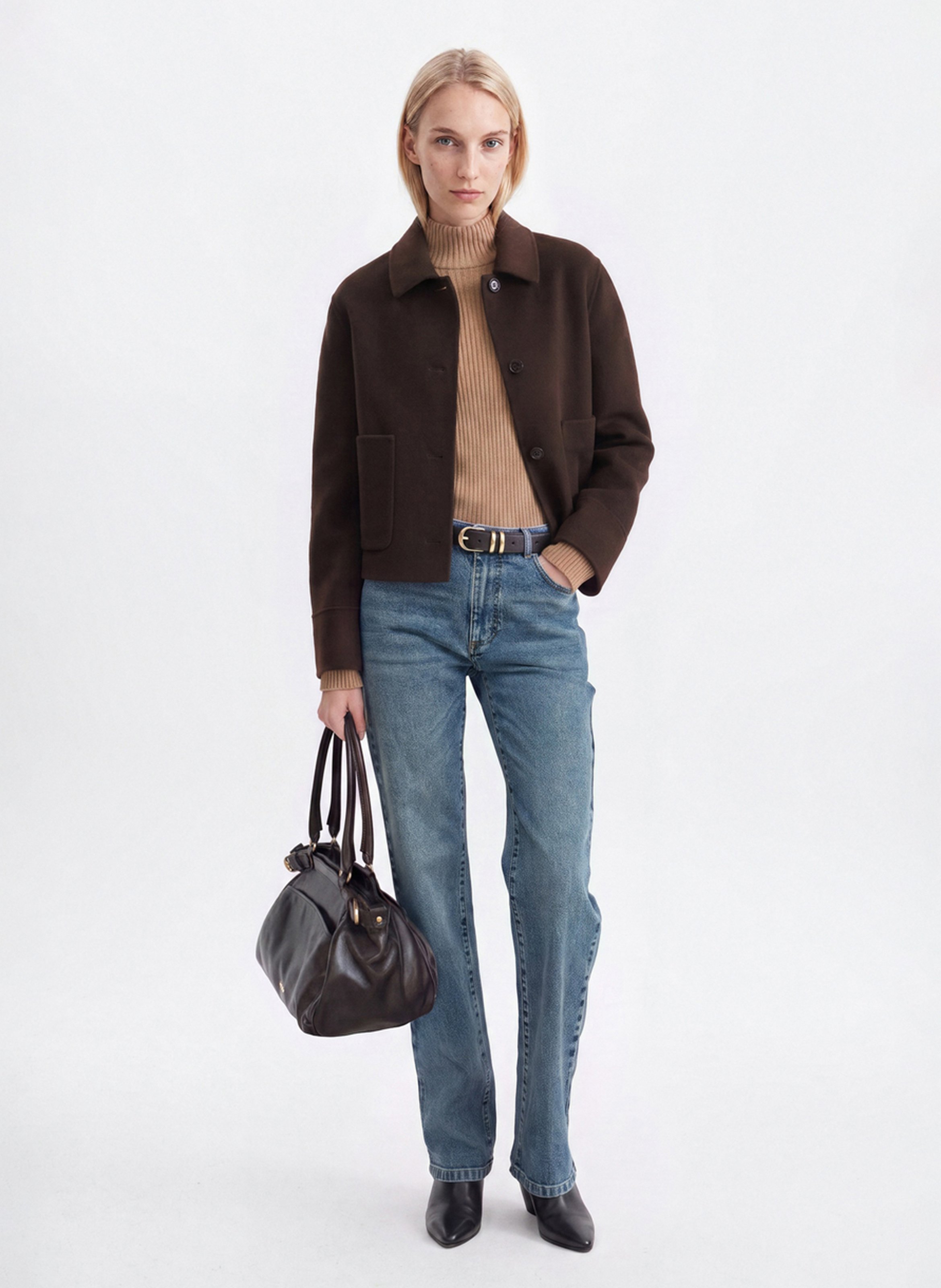 Gerade geschnittene Jacke aus Wollmischung mit Knöpfen VANESSA BRUNO Braun