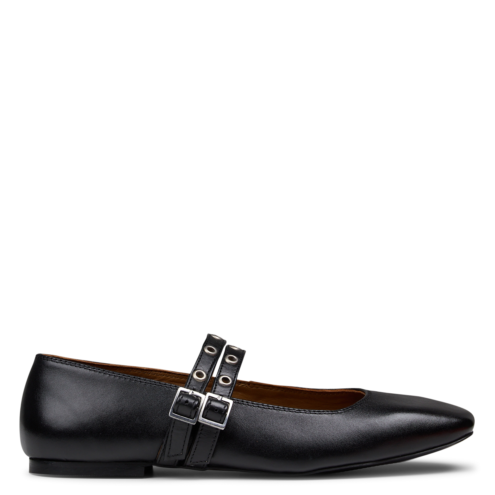 Leather ballet flats with square toe IKKS Black