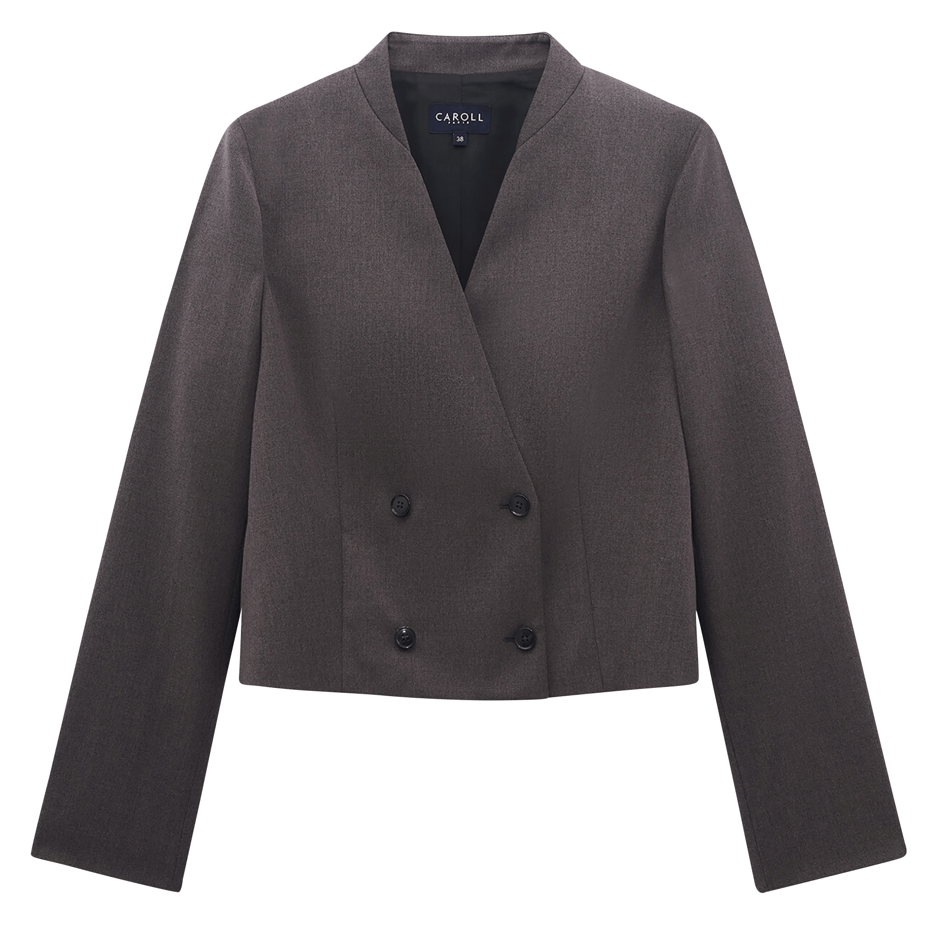 Plain cropped tailored jacket CAROLL Grey