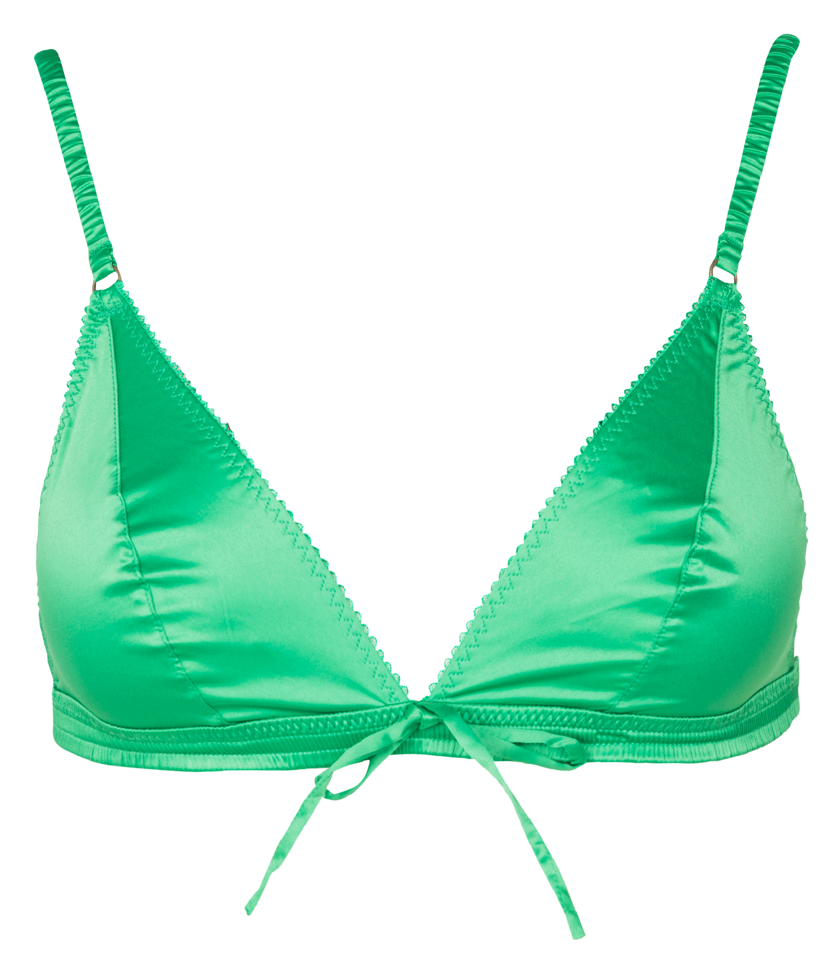Satin-effect triangle bra LOVE STORIES Green