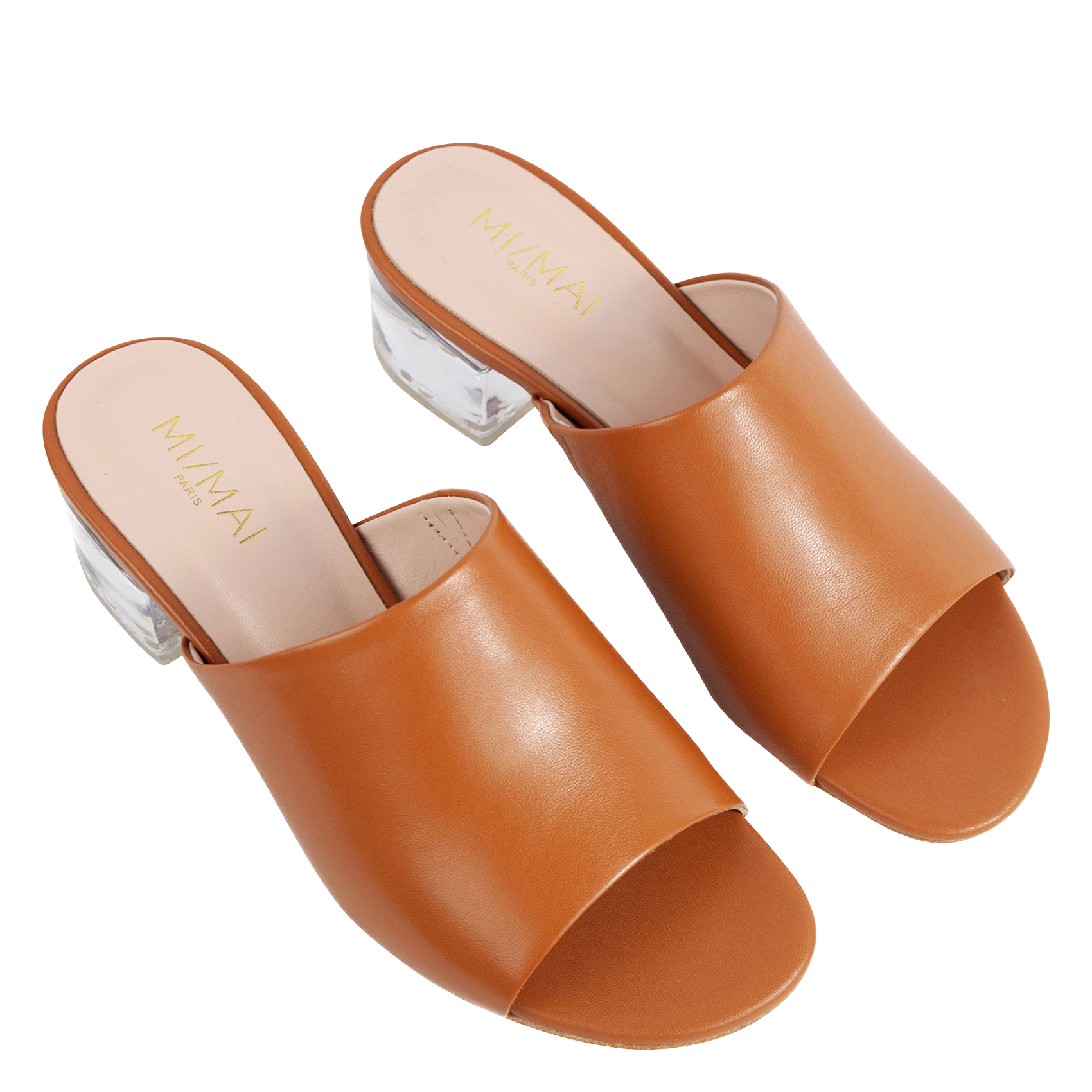 Mules à talon en cuir MI/MAI Marron