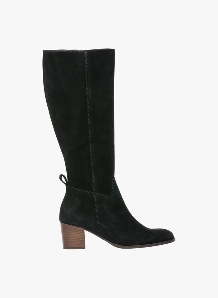Bottes Talons En Cuir Velours Farel Noir Bocage Femme Place