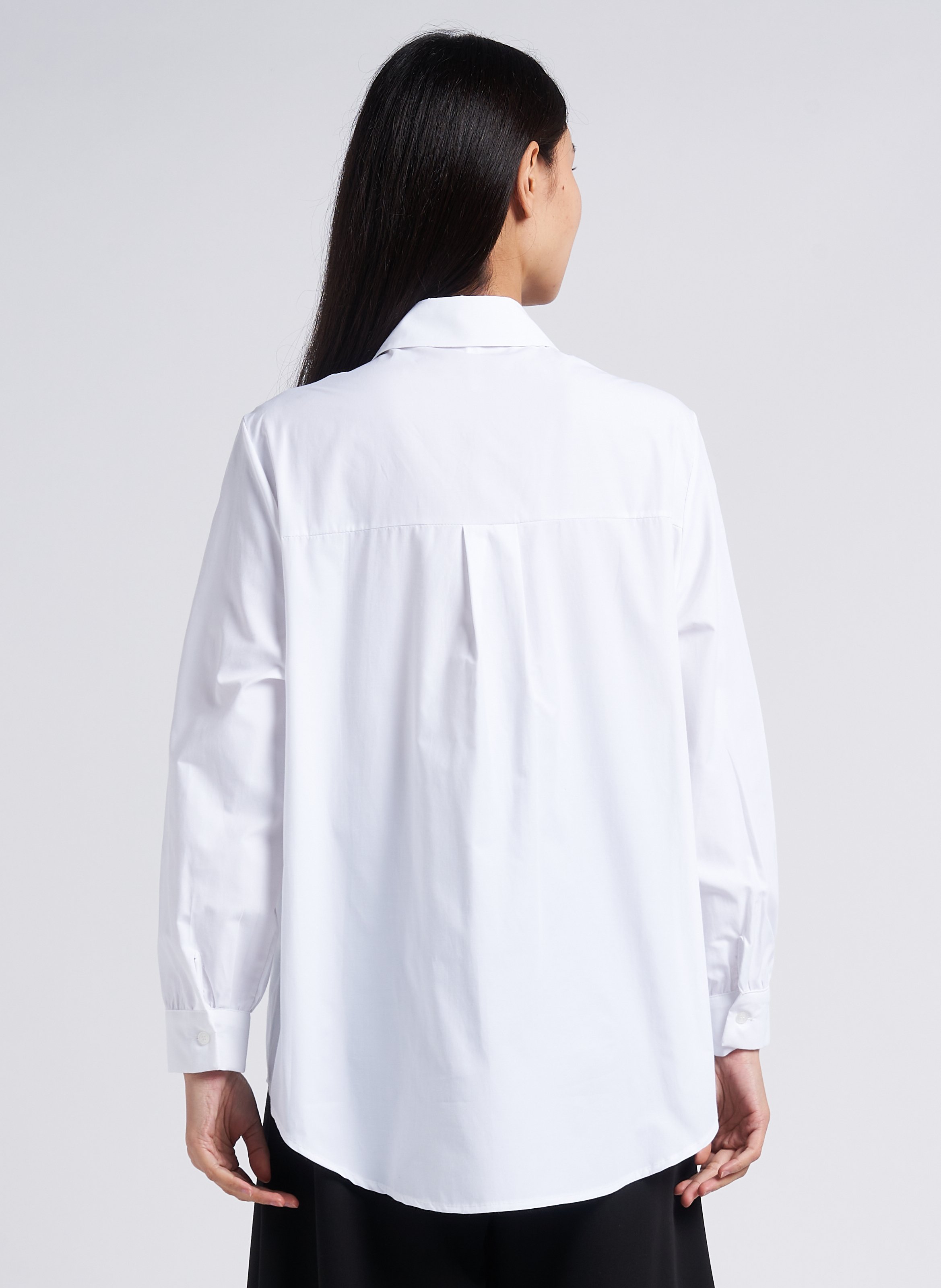 Straight layer-effect shirt with classic collar IMPERIAL White