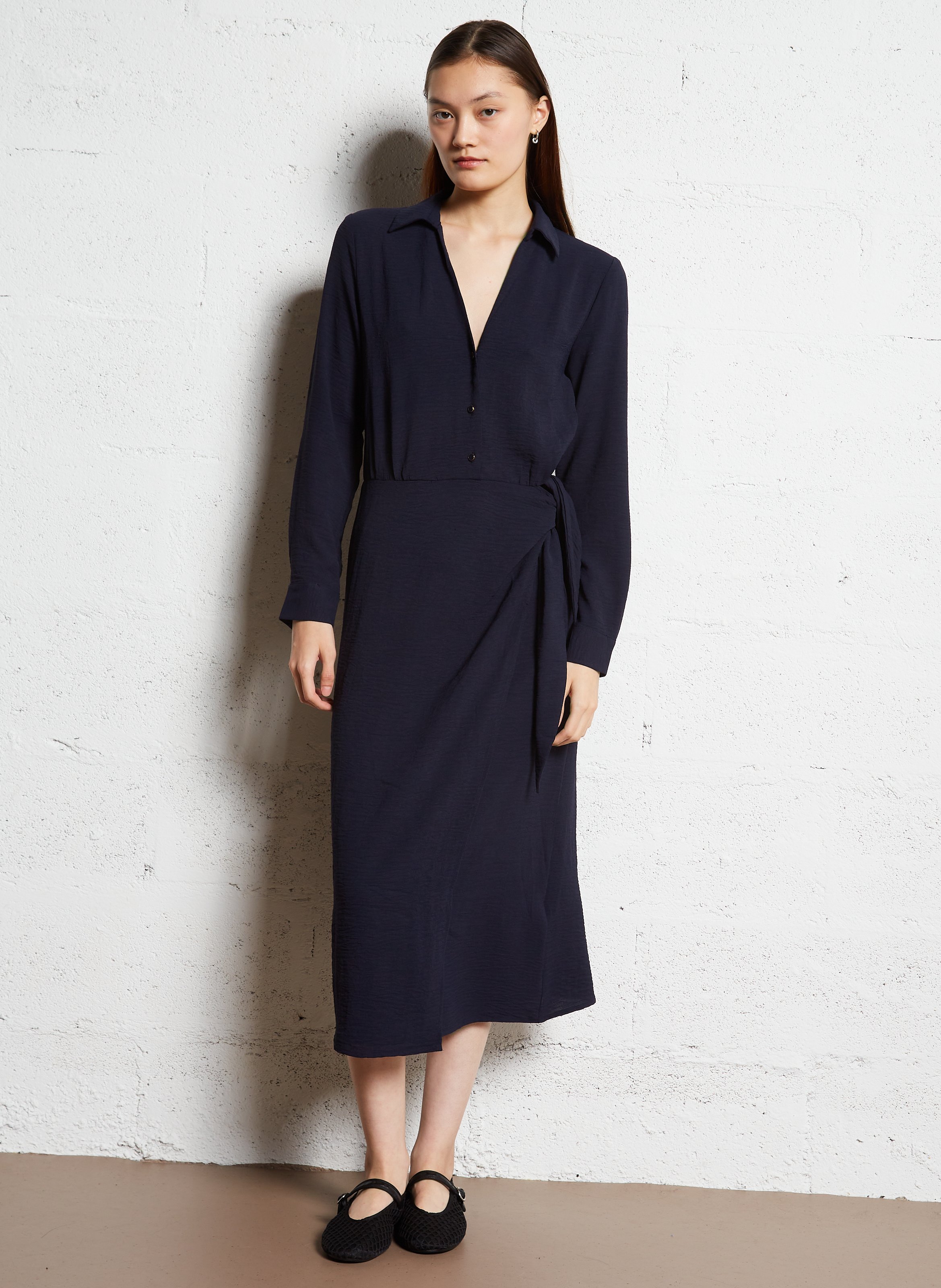 Lange jurk met overhemdkraagje LA PETITE ETOILE Blauw