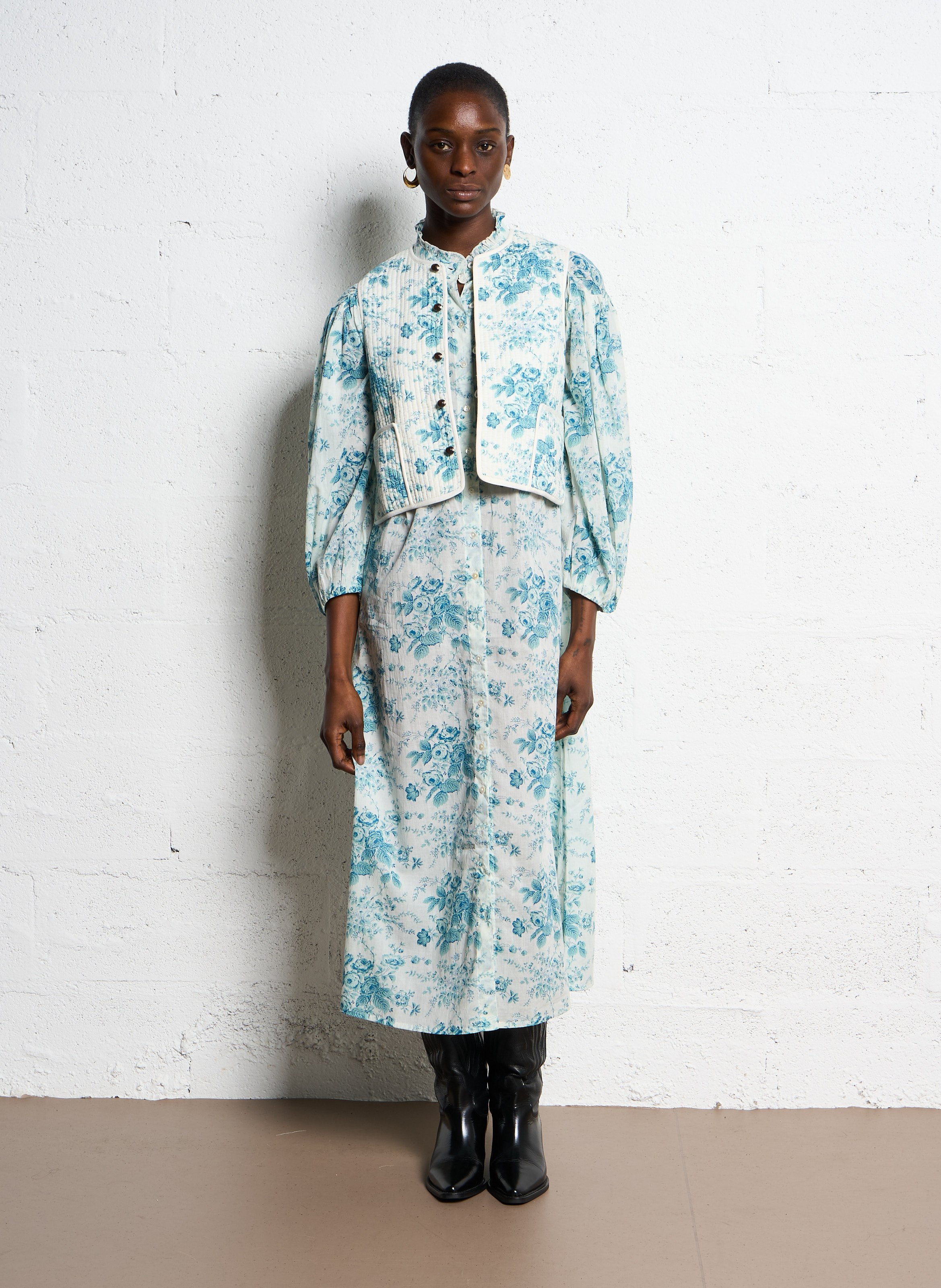 Round-neck cotton cardigan ANTIK BATIK Green