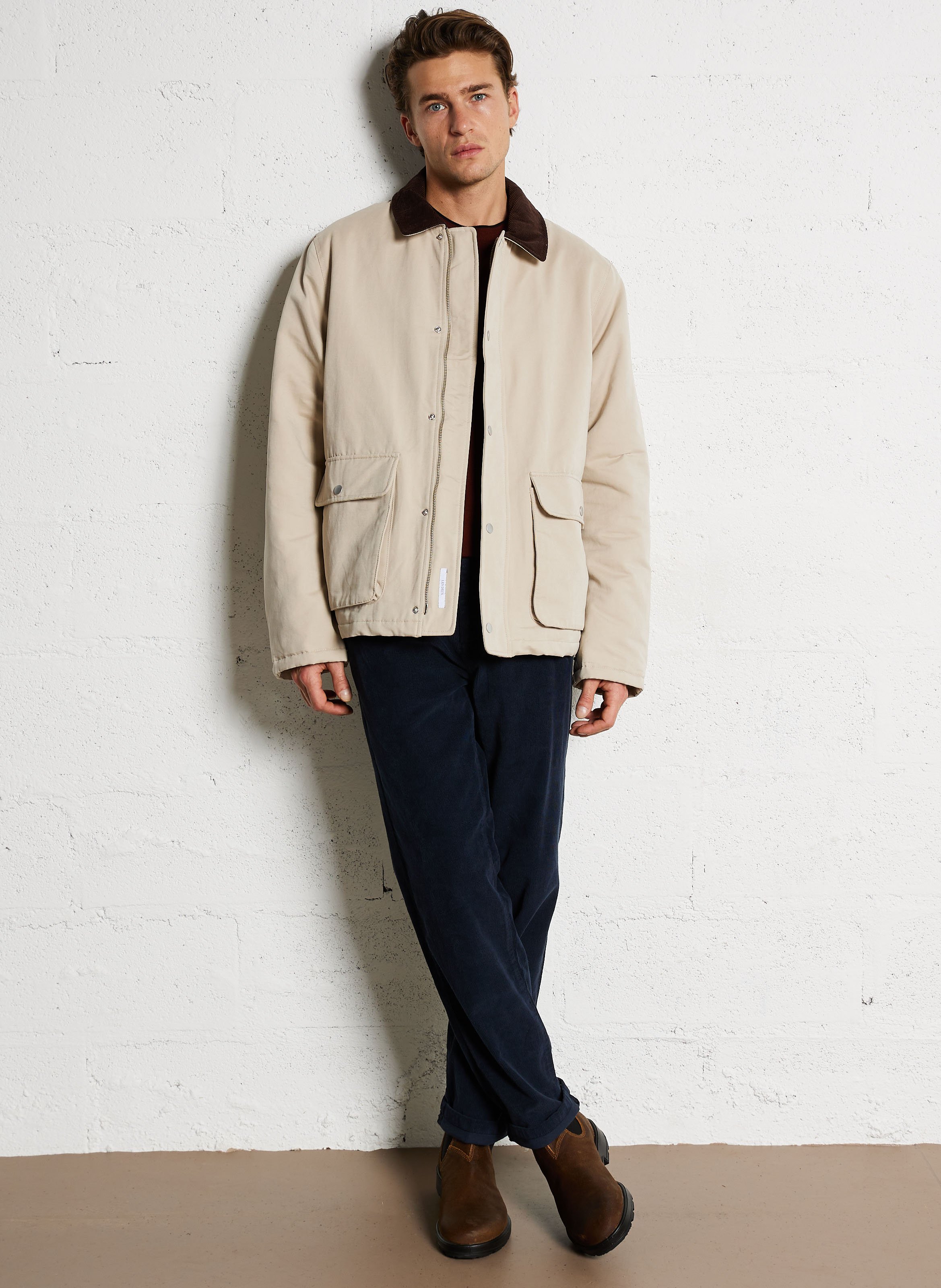 Straight cotton-blend jacket LES DEUX Beige