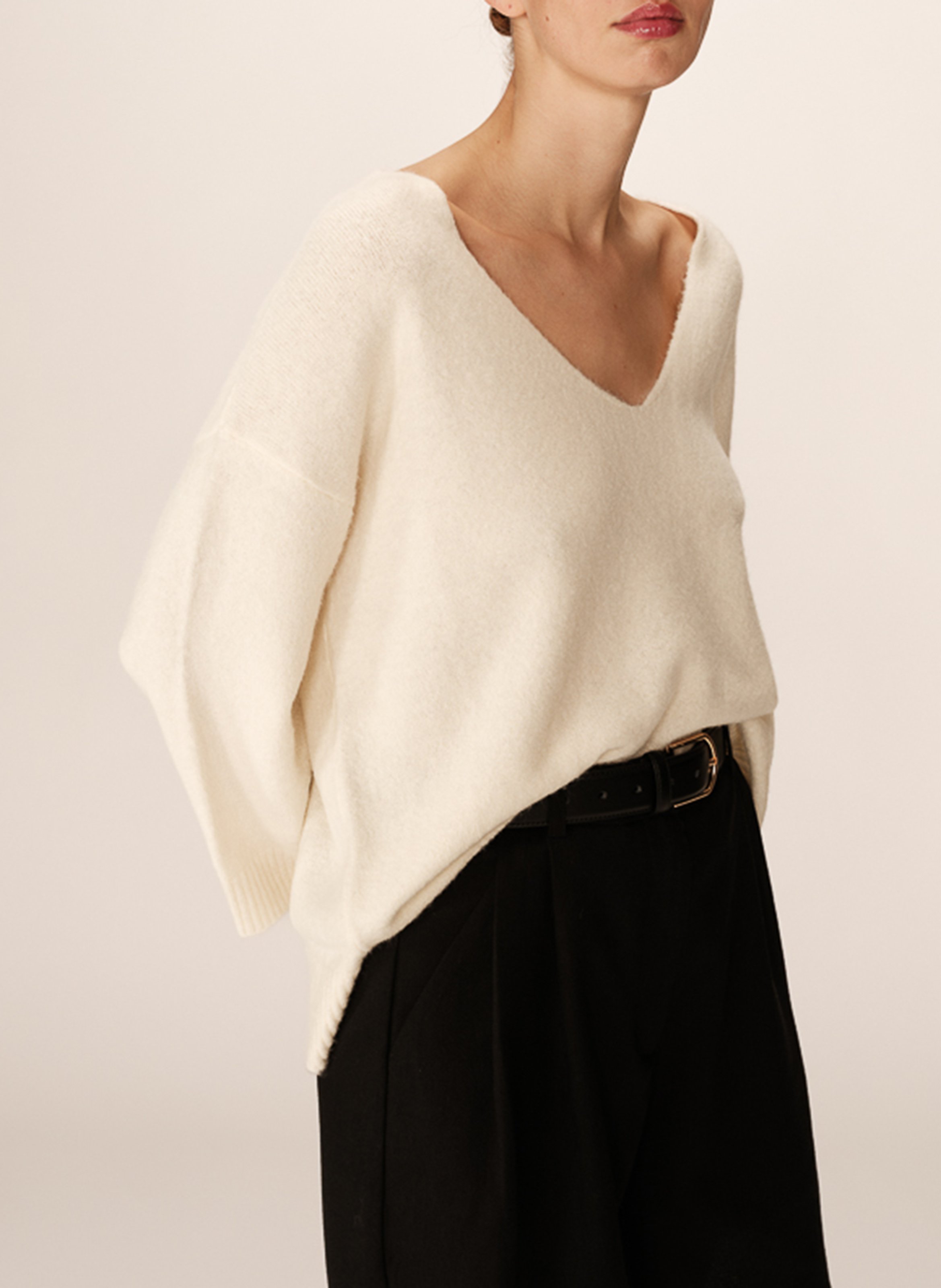Pull oversize en maille GRACE ET MILA Blanc
