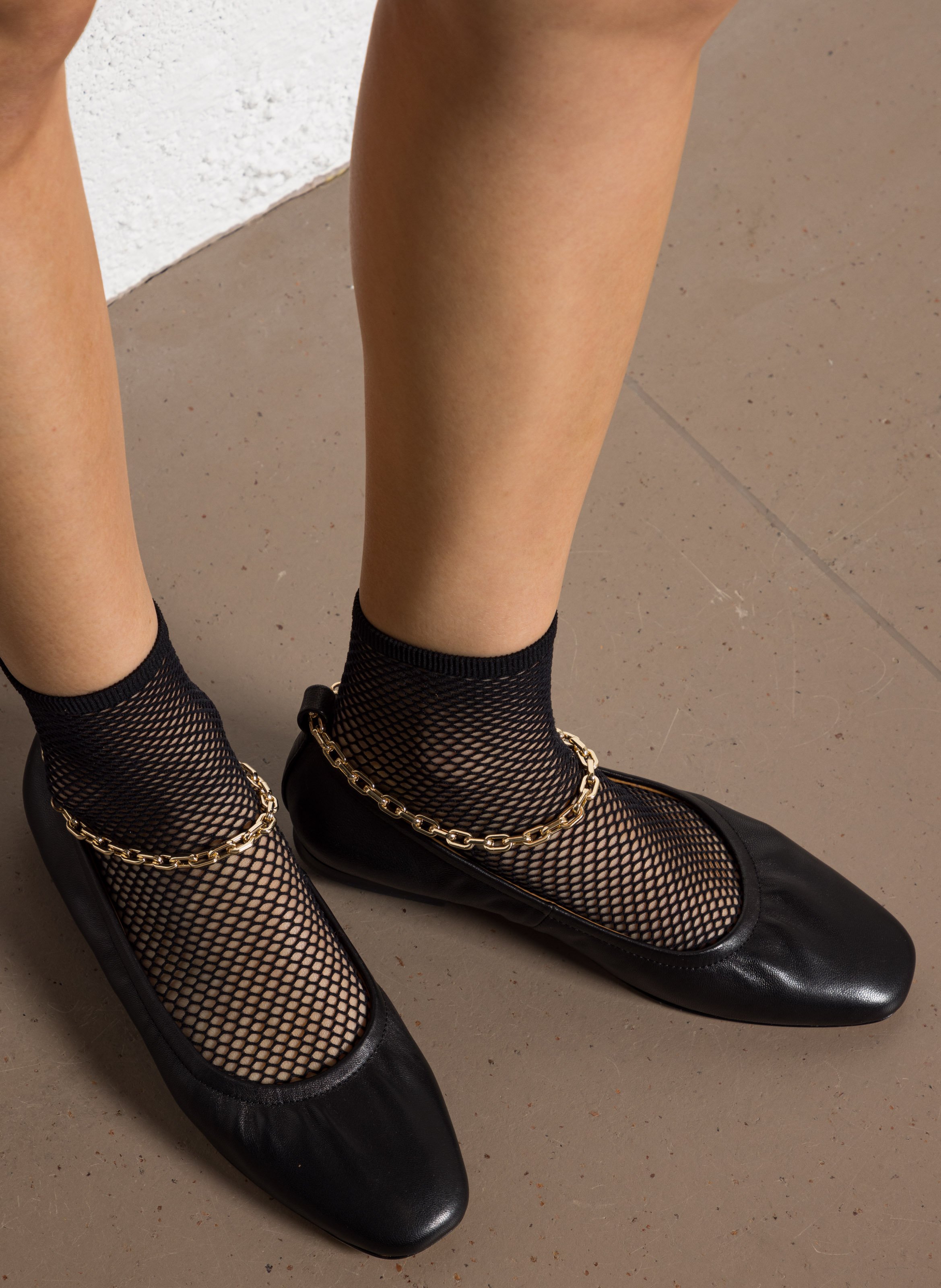 Ballerines à chaine en cuir MI/MAI Noir