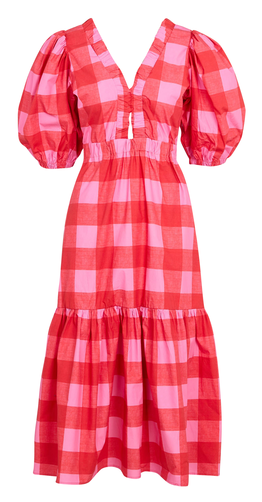 Fitted cotton V-neck maxi dress DR BLOOM Red