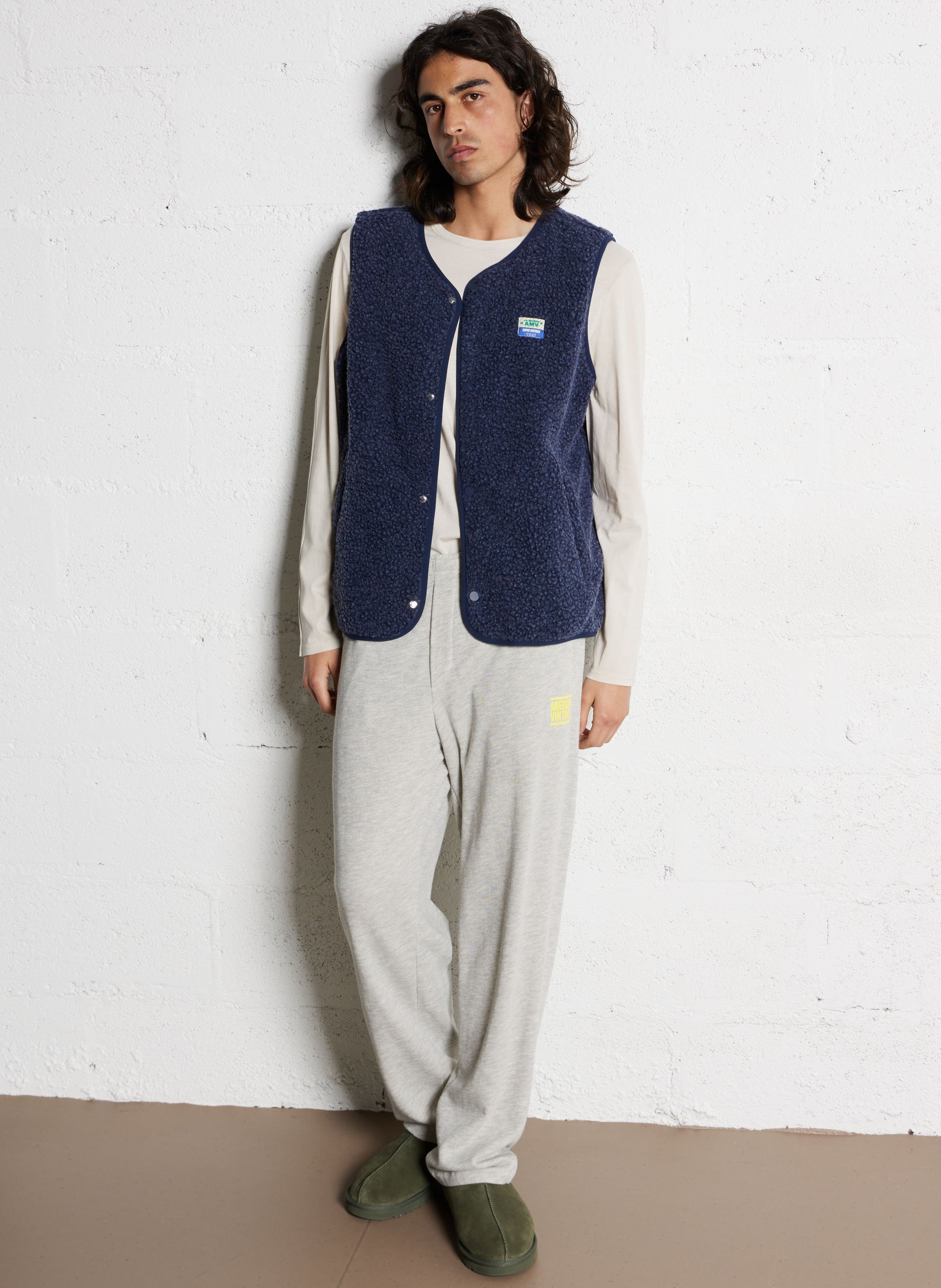 Veste col rond en sherpa  AMERICAN VINTAGE Bleu