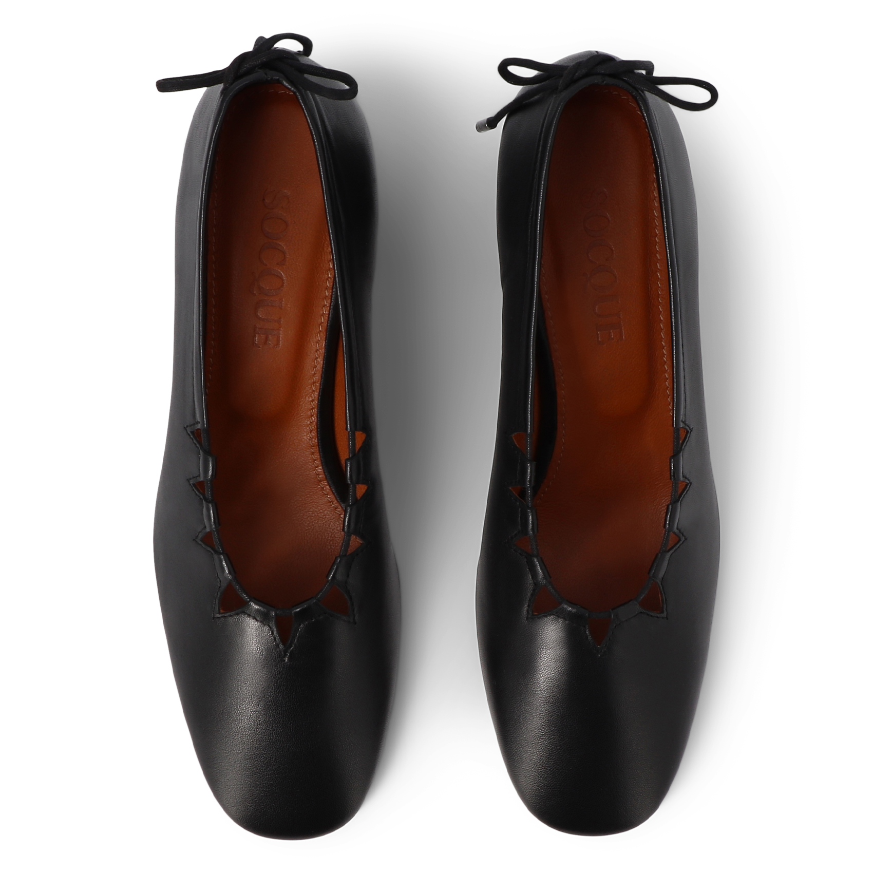 Heeled leather ballet pumps SOCQUE PARIS Black