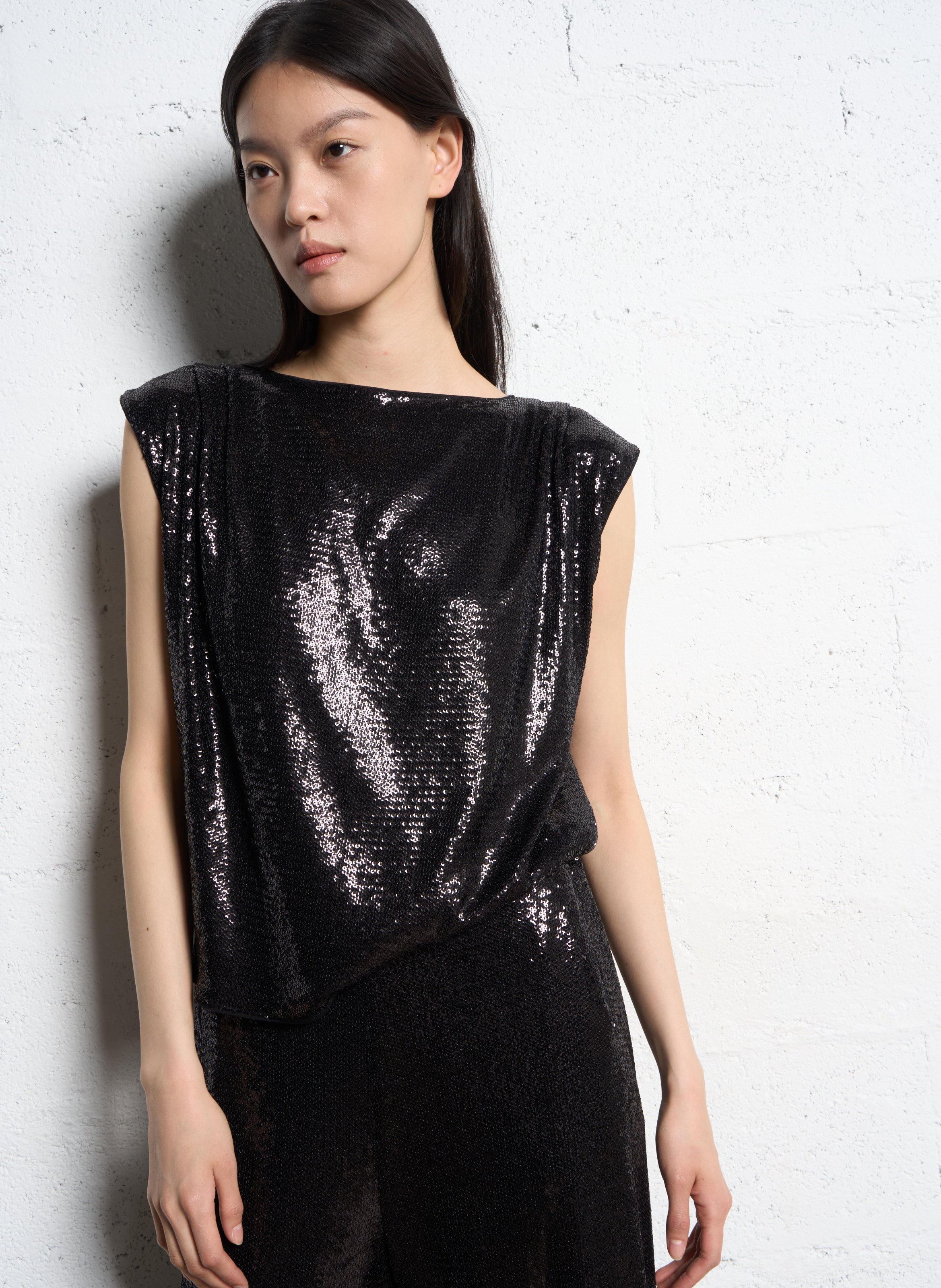Oversize-Top mit Pailletten SUNCOO Schwarz