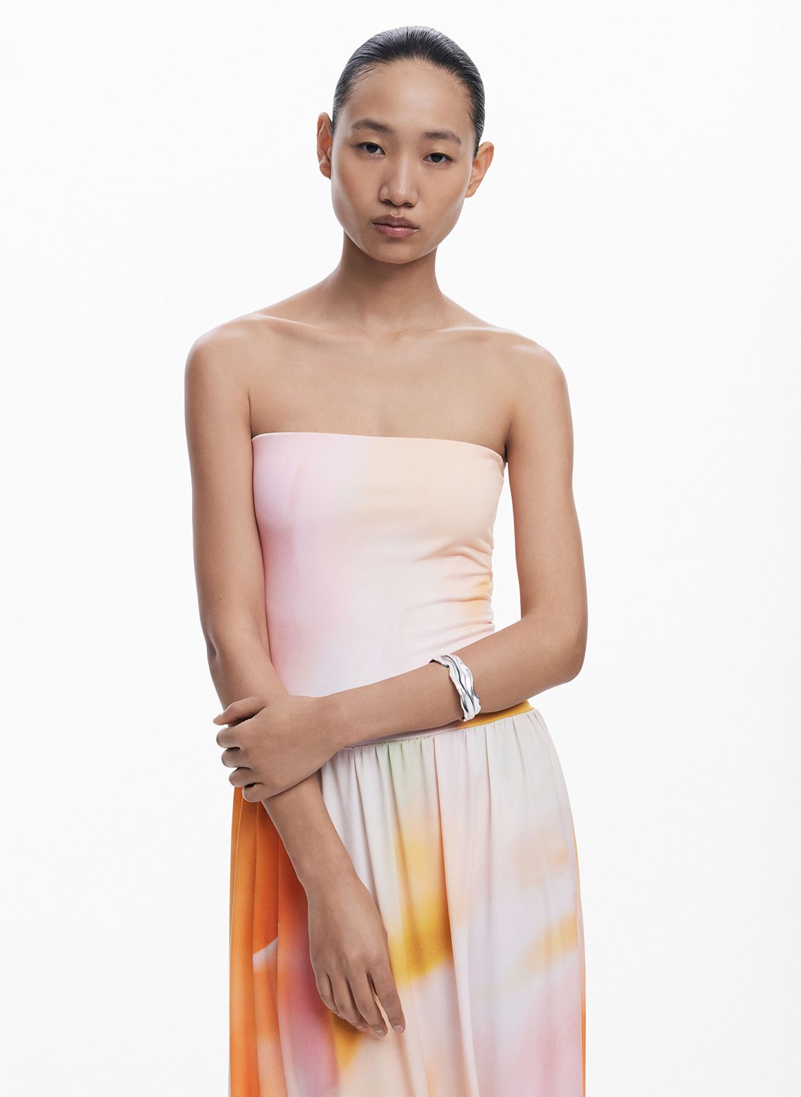 Robe midi bustier 2 en 1 imprimée DESIGUAL Blanc