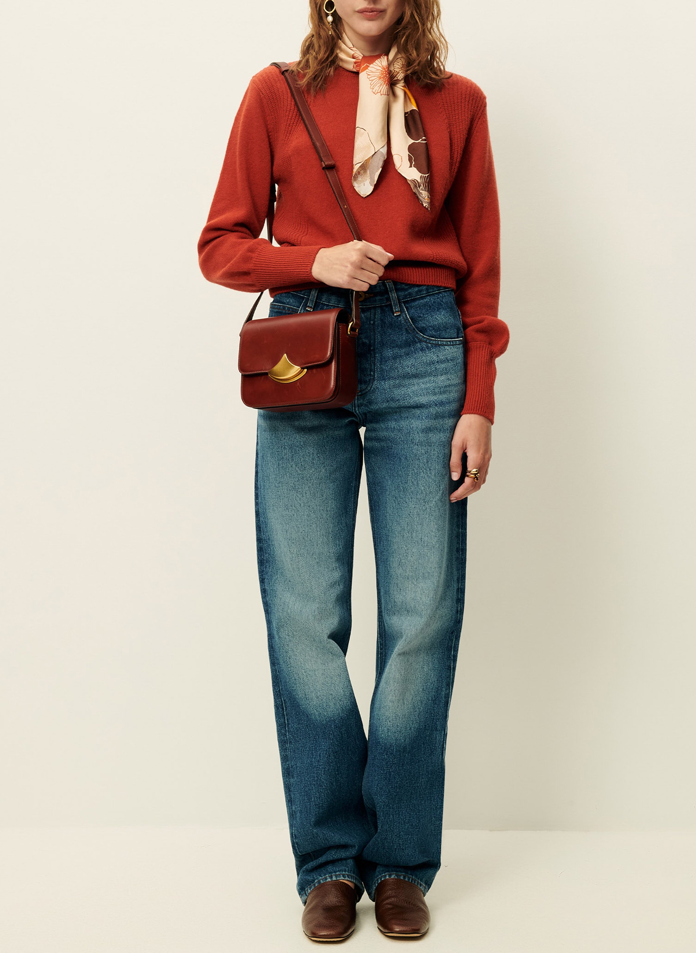 Straight round-neck wool sweater SESSUN Red