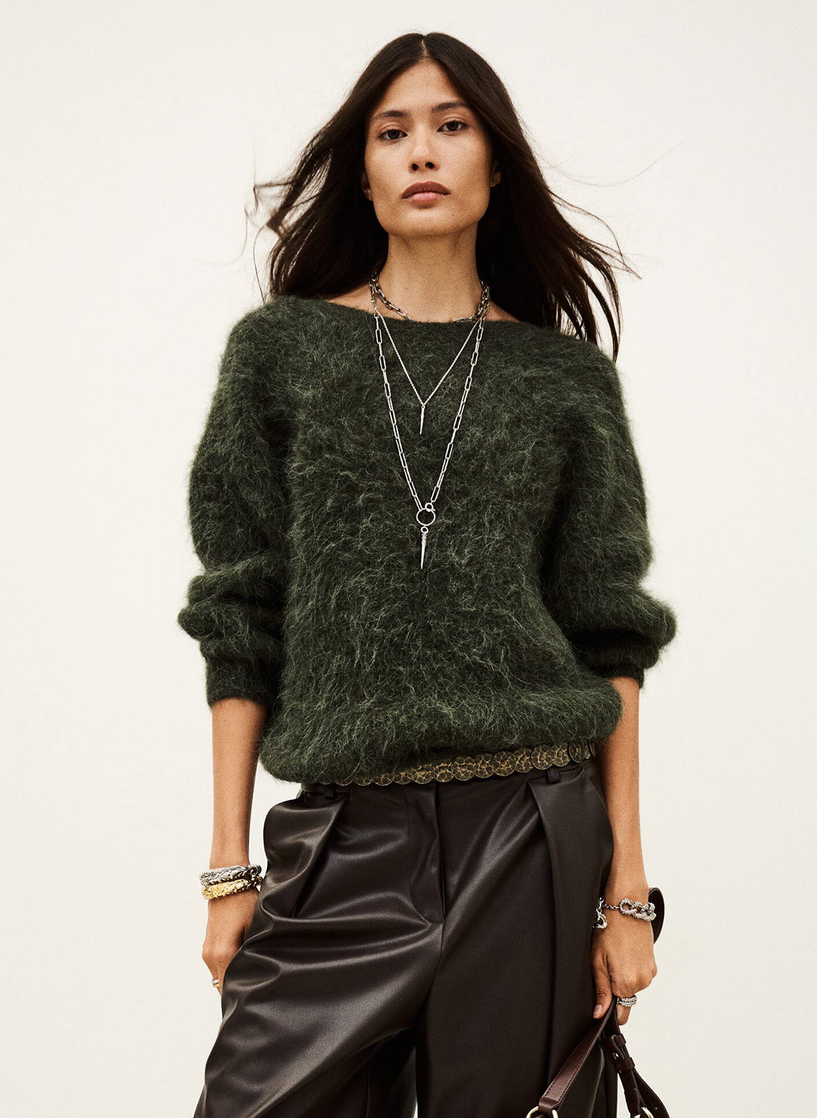 Pull oversize col rond en laine mélangée BA&SH