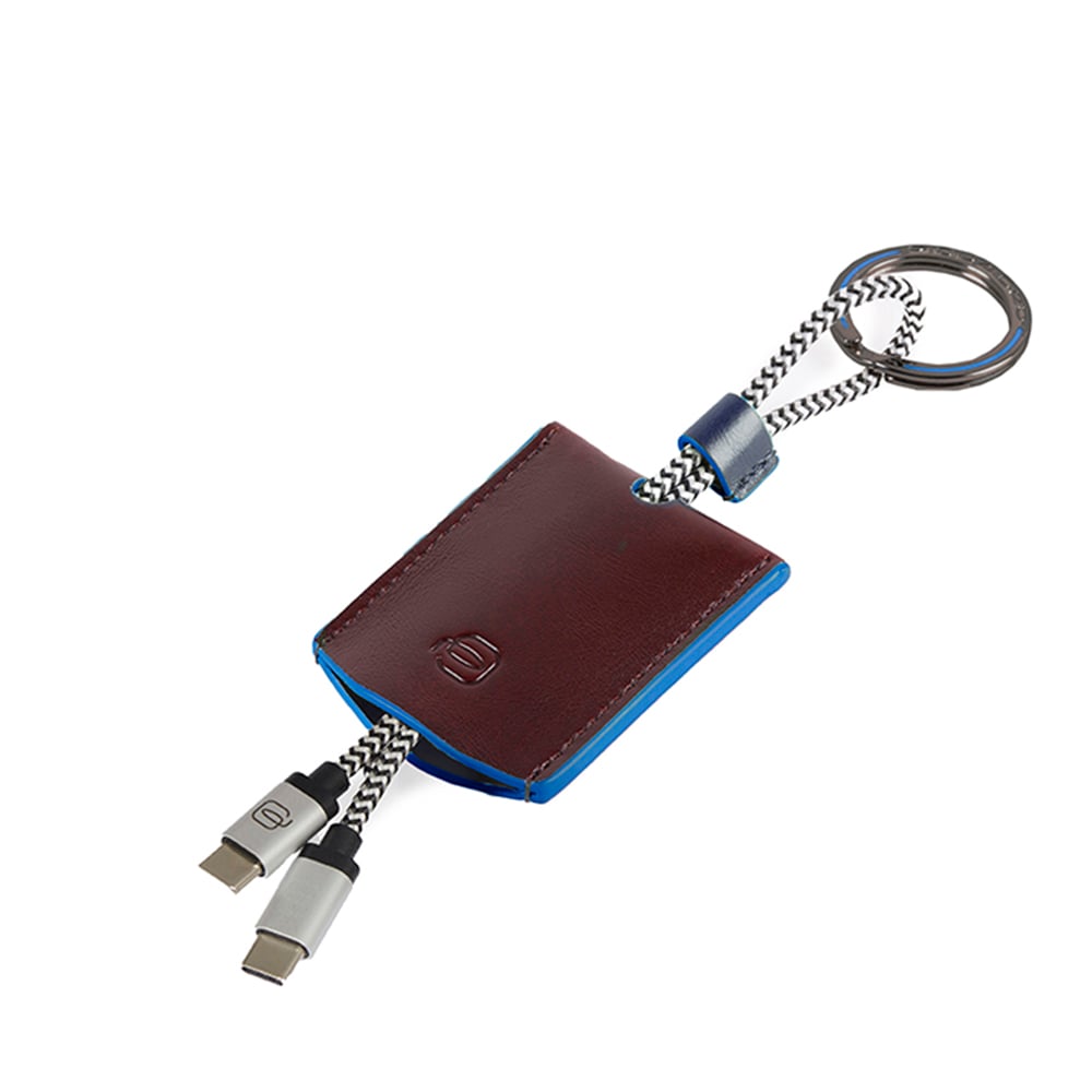 Keychain in leather with USB Type-C and Type-C cables PIQUADRO