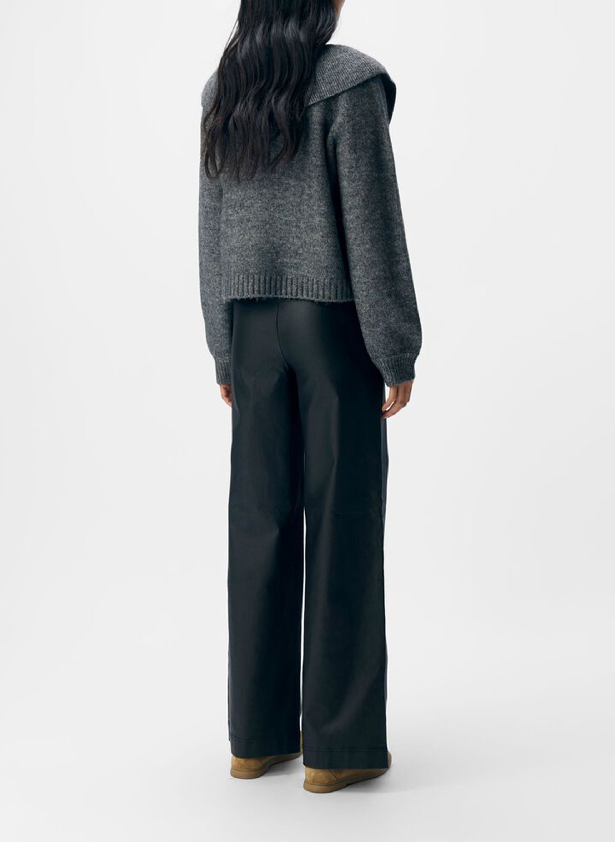 Recht gebreid vest met ronde hals OBJECT Grijs