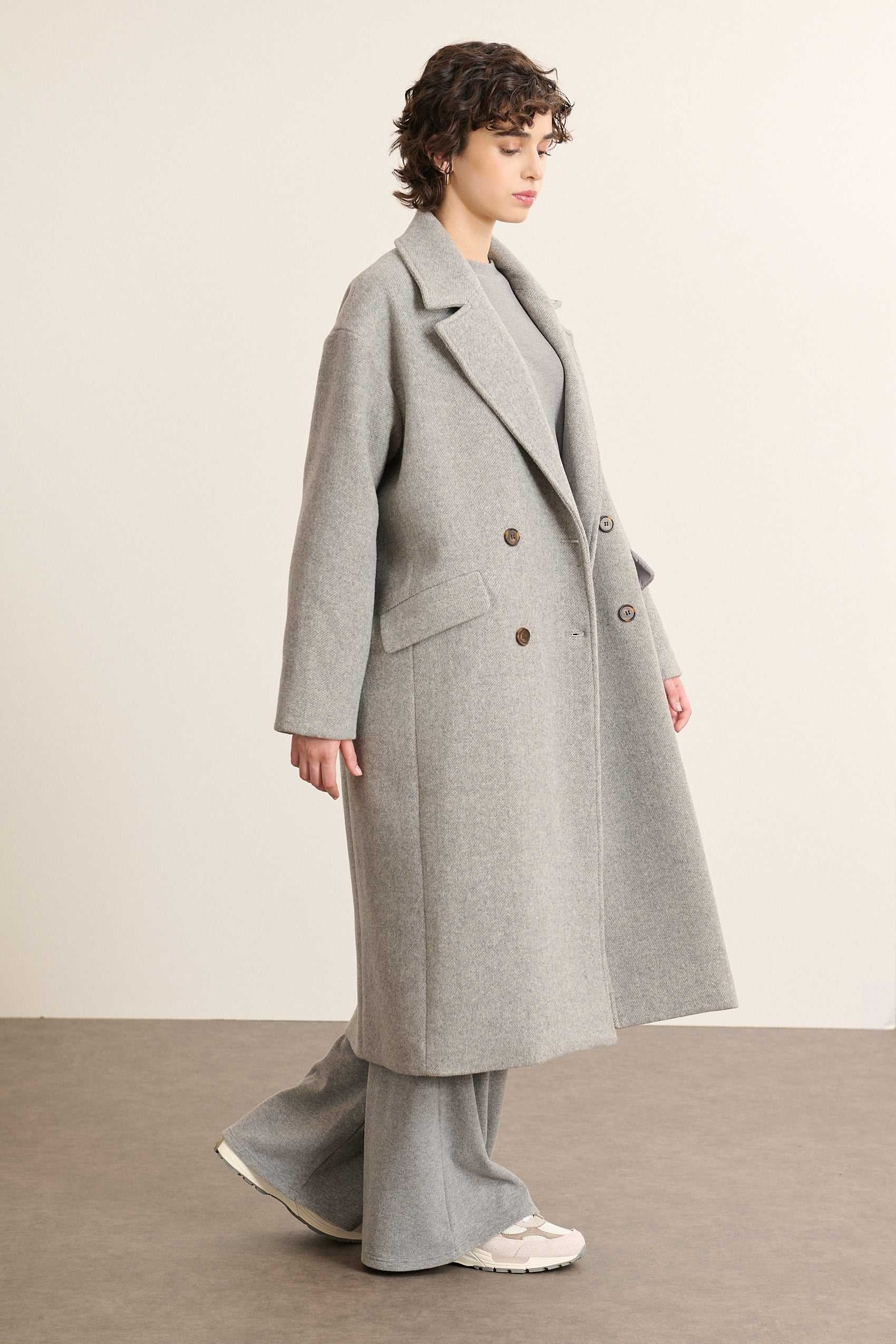 Oversized long wool blend coat GARANCE PARIS Grey