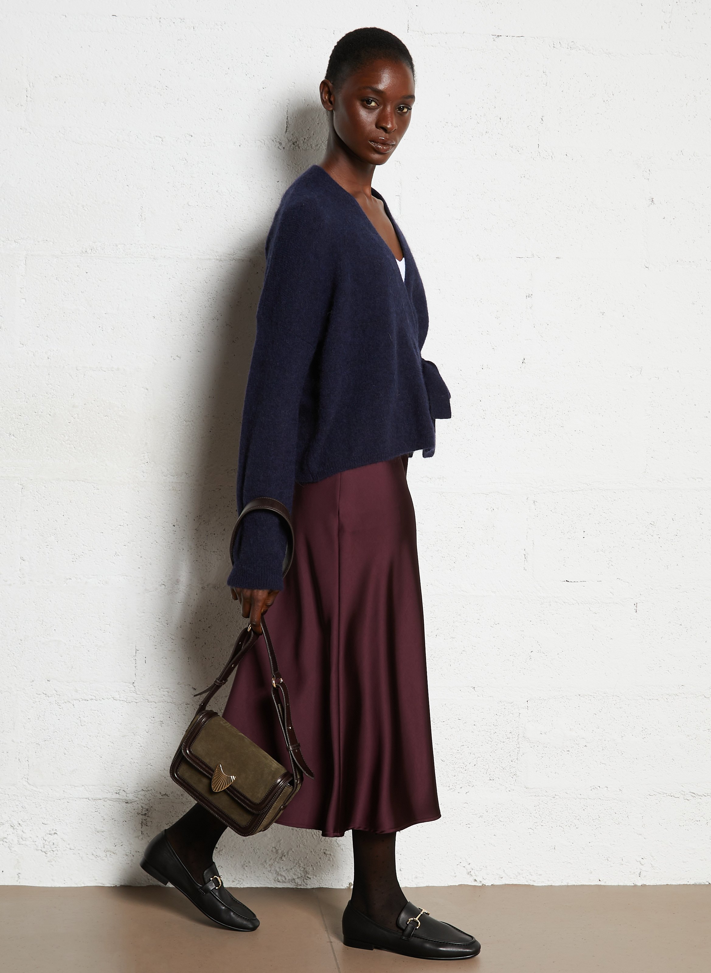 Sac bandoulière en cuir MAISON 123 Kaki