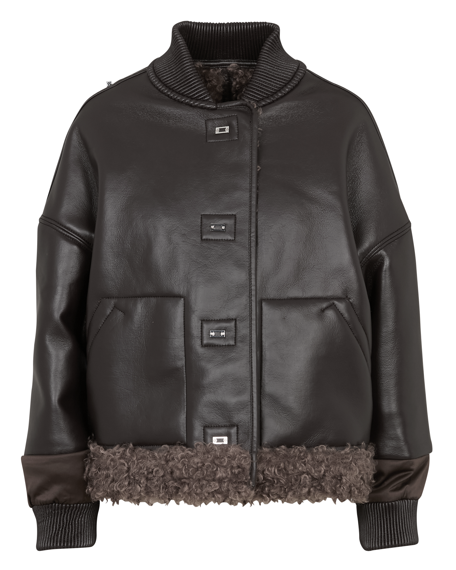 Jasje met ronde hals en imitatiebont BERENICE Bruin