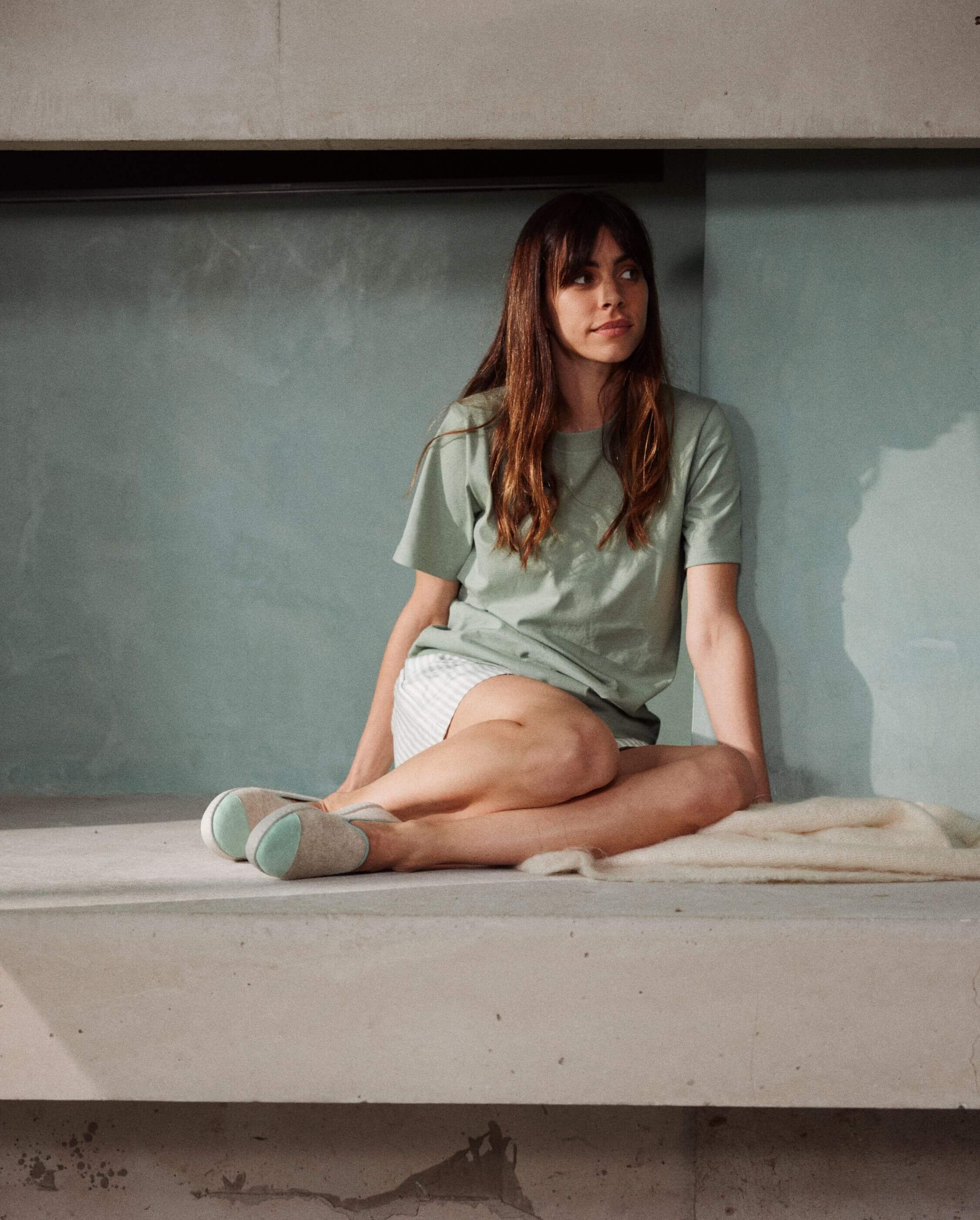 Women's wool slipper, sage beige ANGARDE Beige