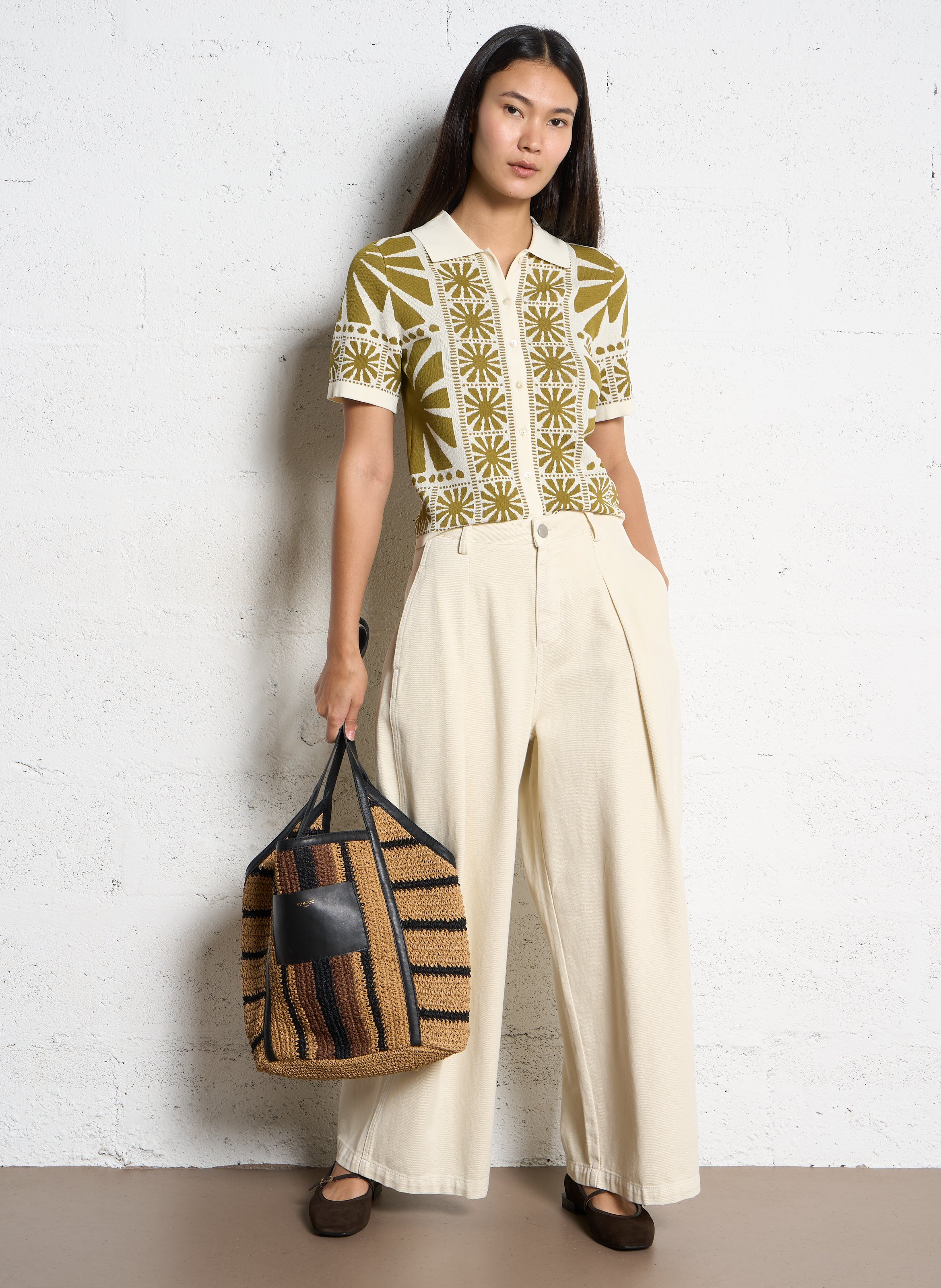 Gilet droit manches courtes imprimé SUNCOO Vert