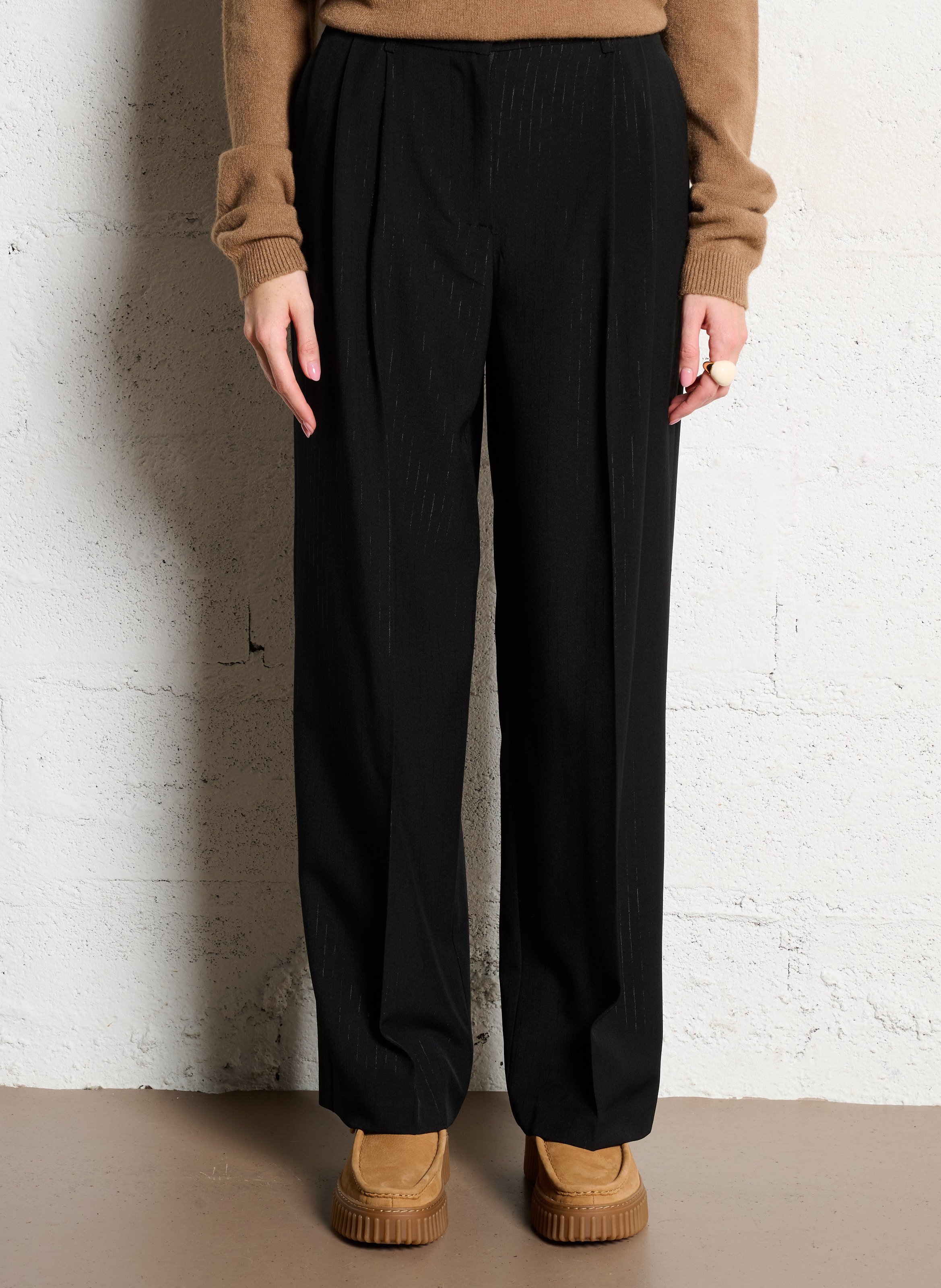 Pantalon droit rayé IMPERIAL Noir