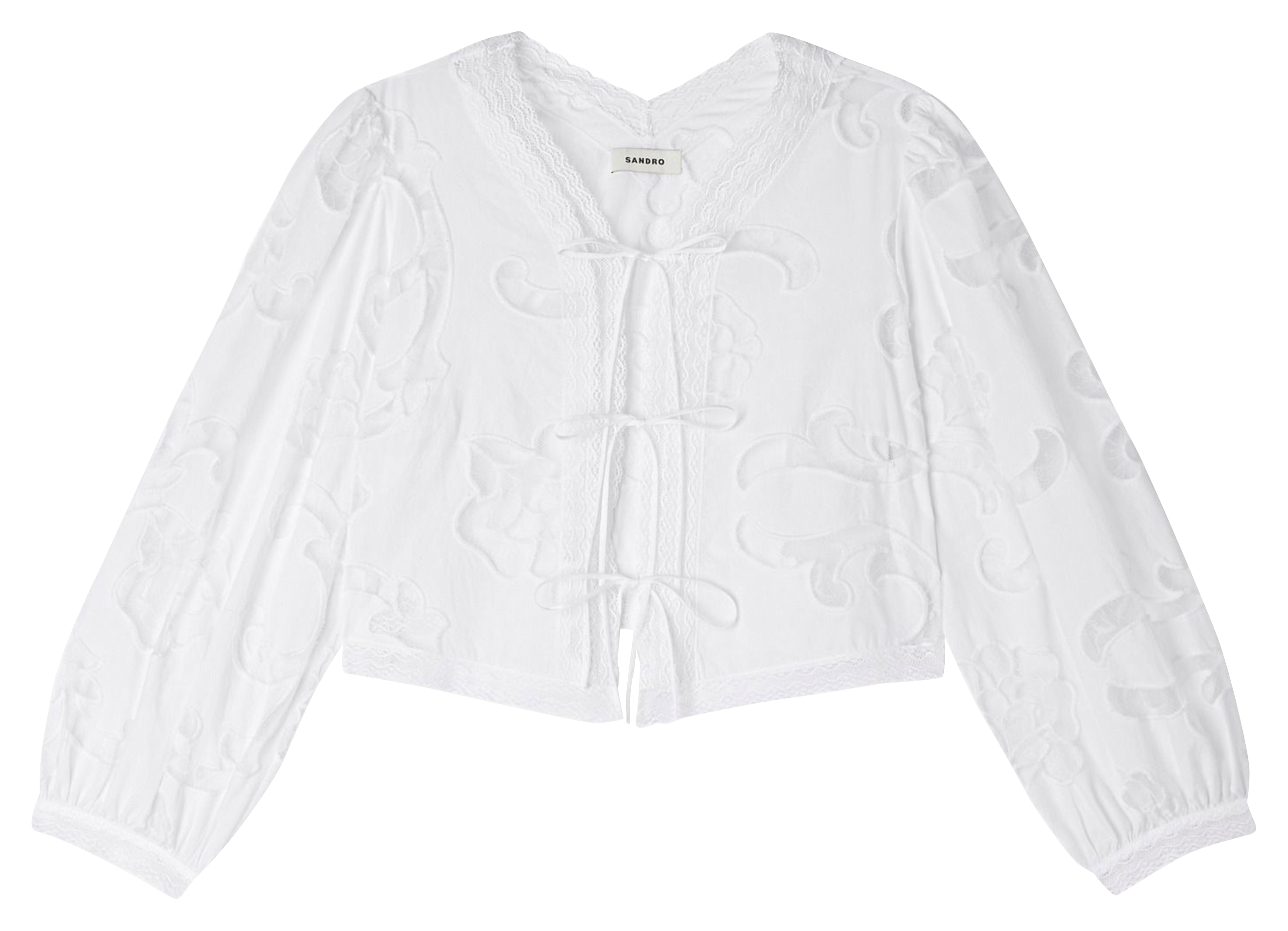 Blouse met ronde hals | katoenblend SANDRO Beige