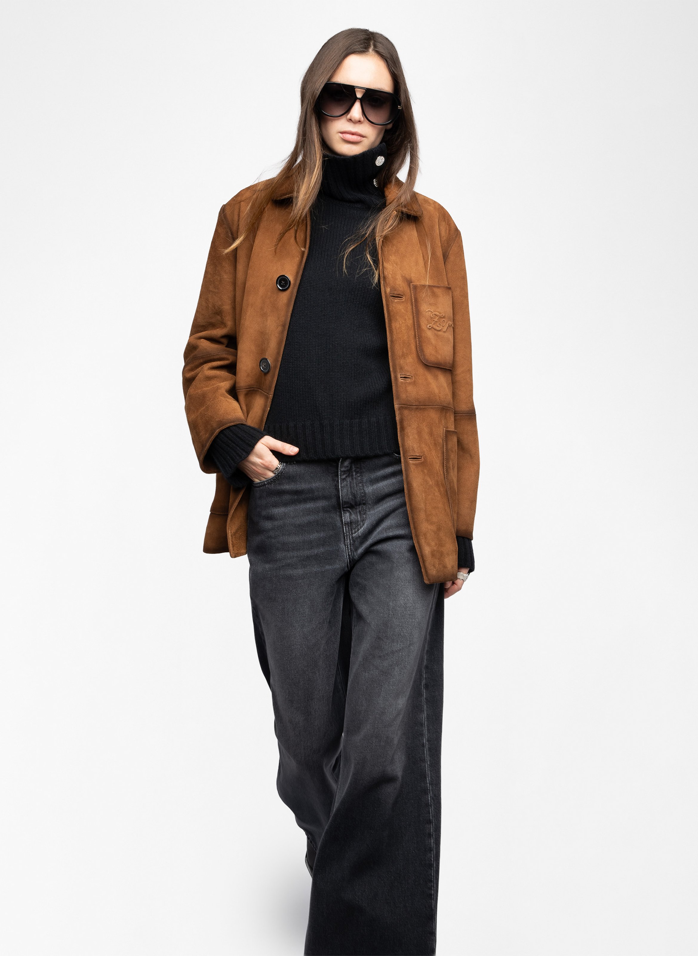 Leather jacket with classic collar ZADIG&VOLTAIRE Brown