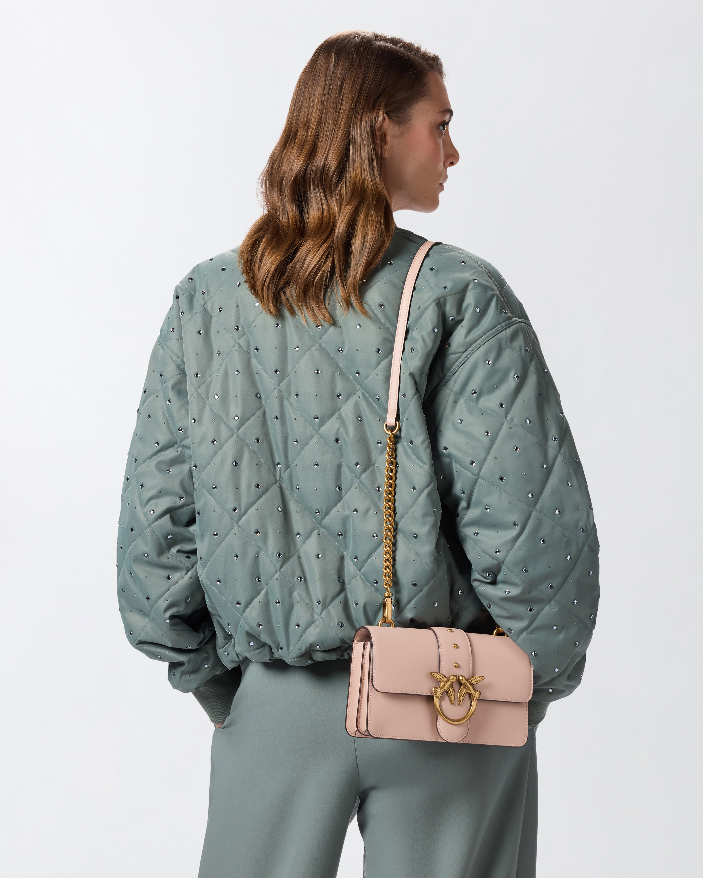 Small Love Bag One leather crossbody bag PINKO Pink