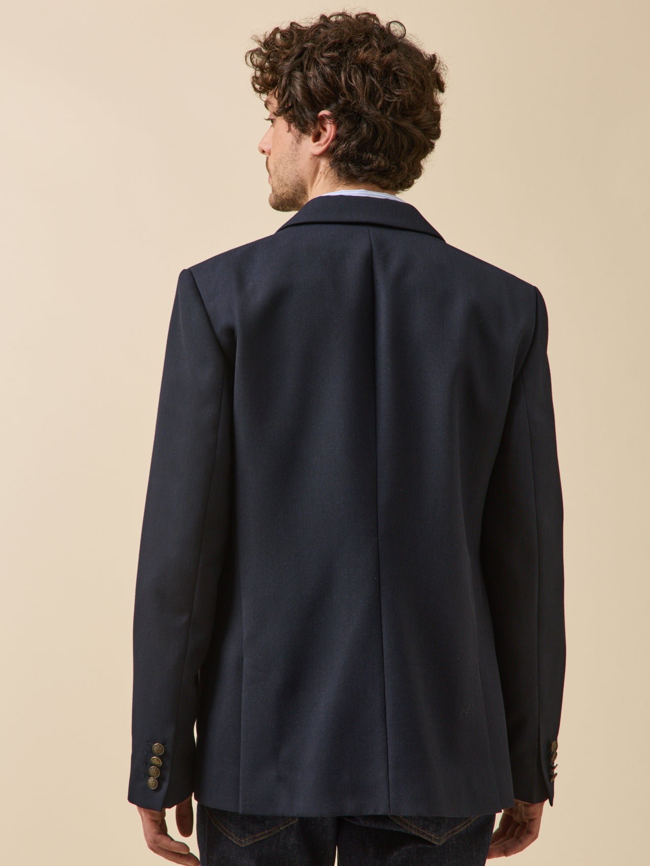 Blazer jacket in twill with gold buttons CYRILLUS Blue