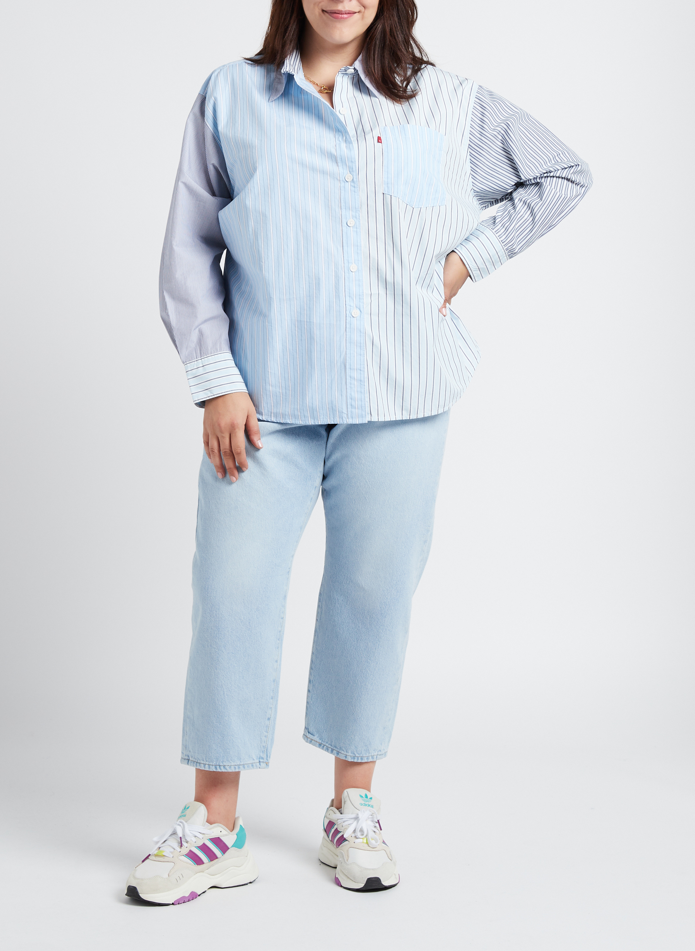 Katoenen blouse met klassieke kraag en patchworkpatroon LEVI'S Blauw