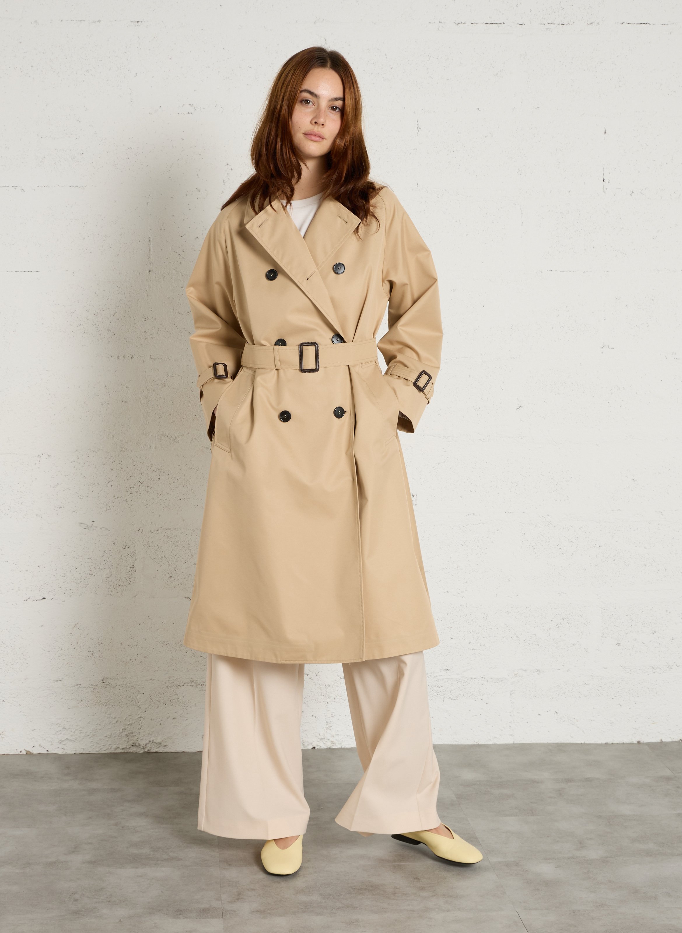 Trench col classique en coton mélangé MAX MARA WEEK END Beige