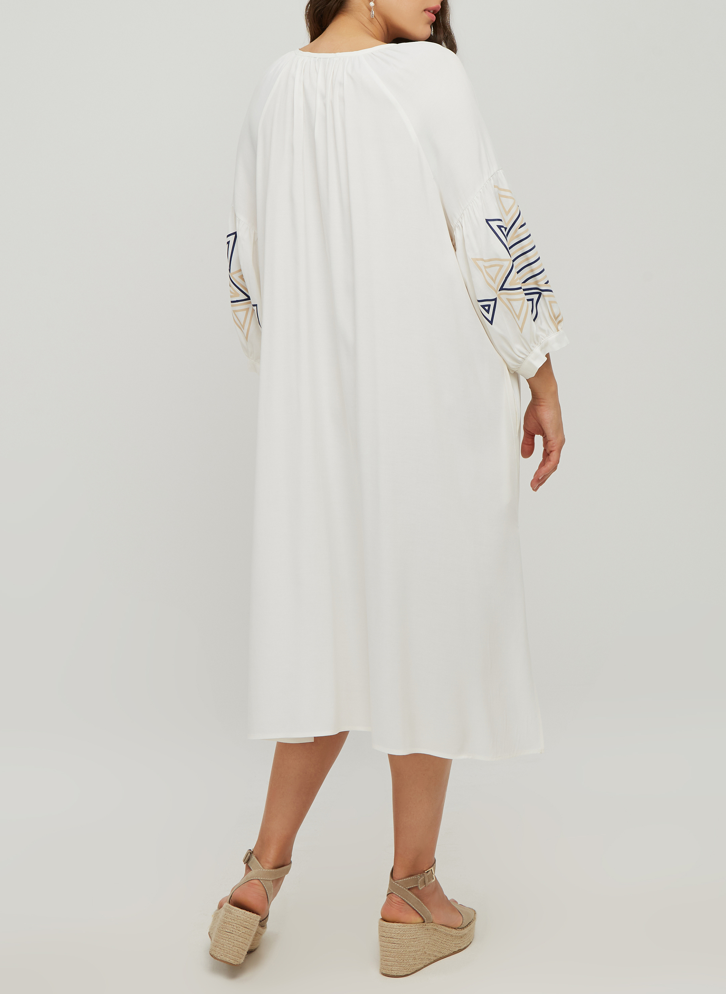 Screen-printed viscose shirt dress MAT FASHION White