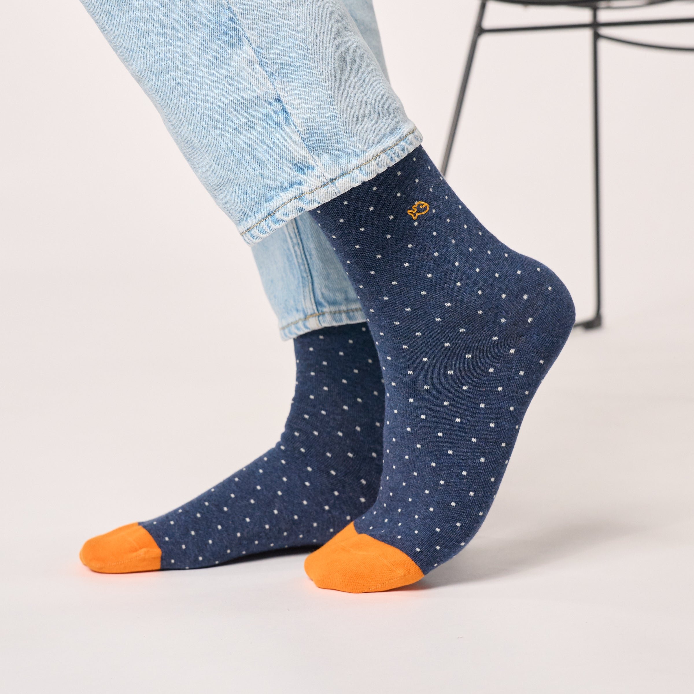 Combed cotton socks with polka dots BILLYBELT Blue