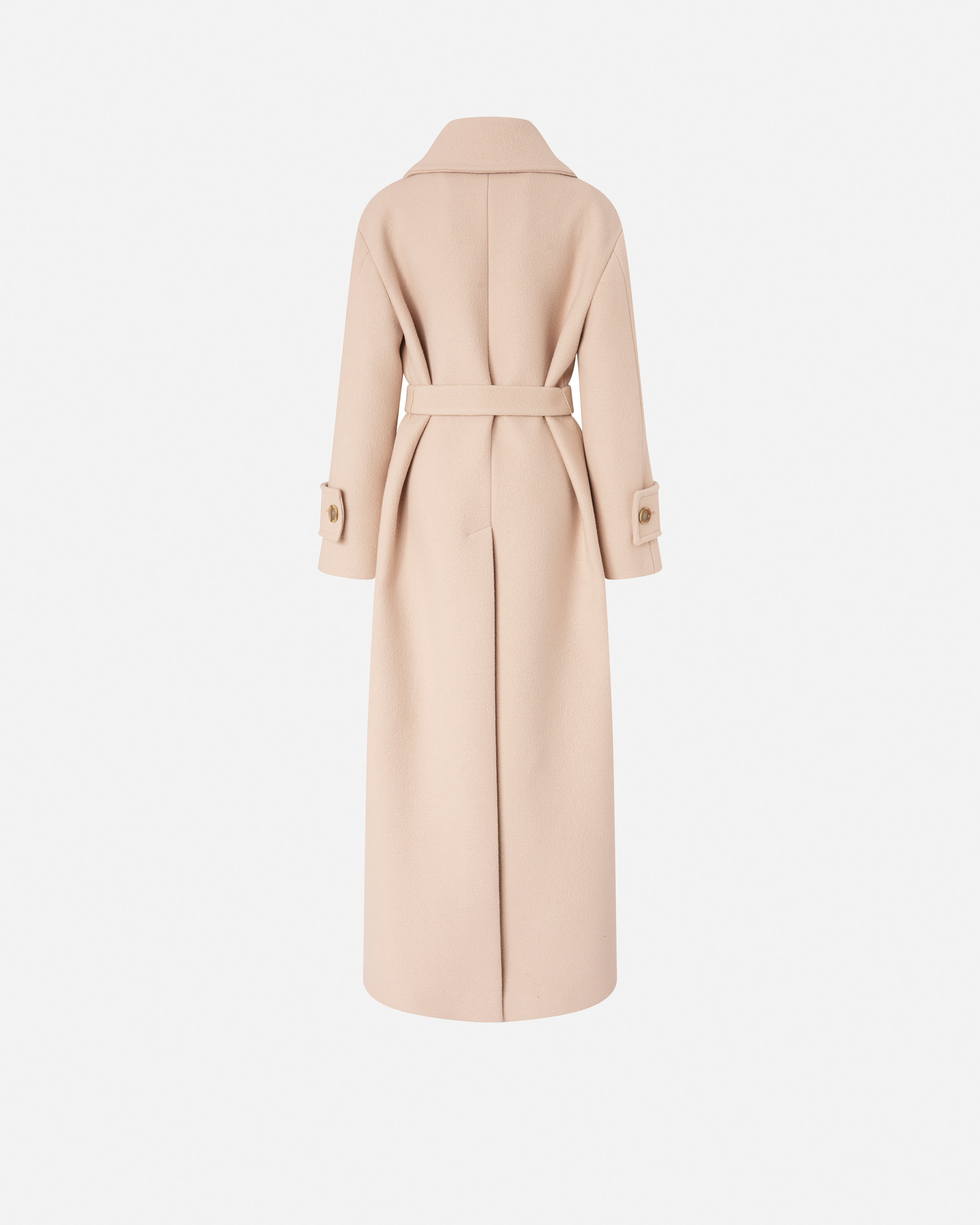 Long belted coat in wool fabric PINKO Beige