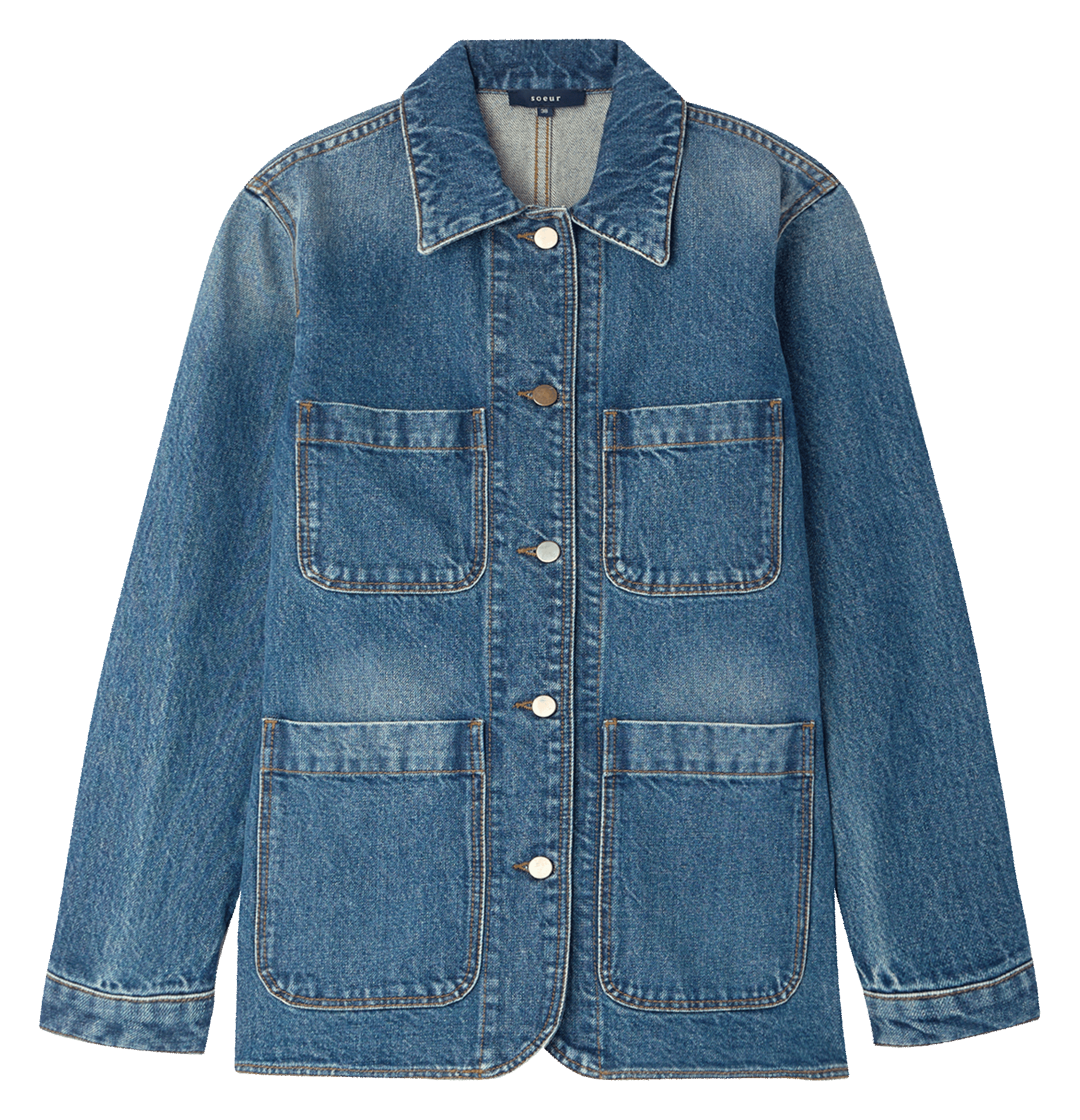 Fitted cotton denim jacket SOEUR Blue