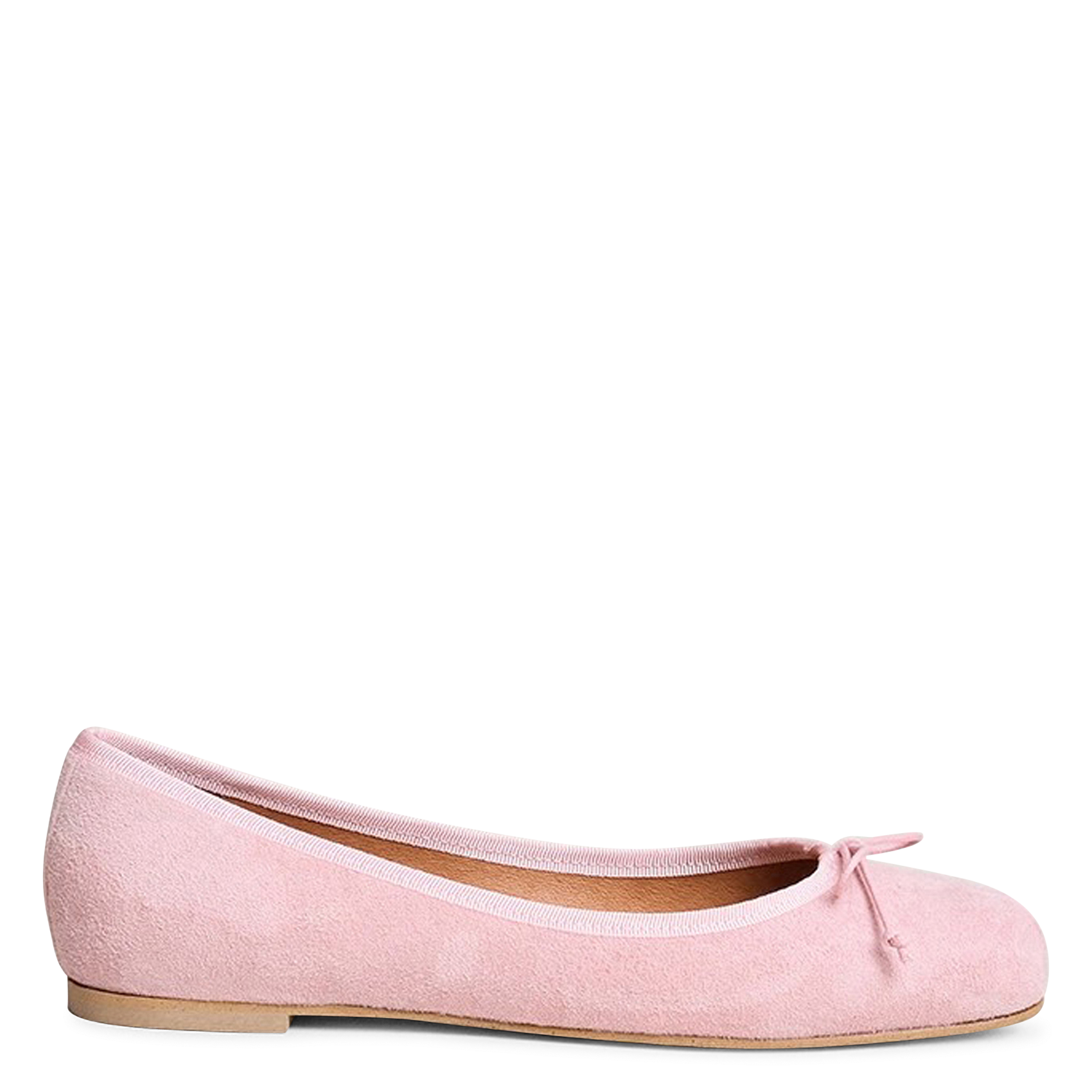 Square-toe suede leather ballerina flats JONAK Pink