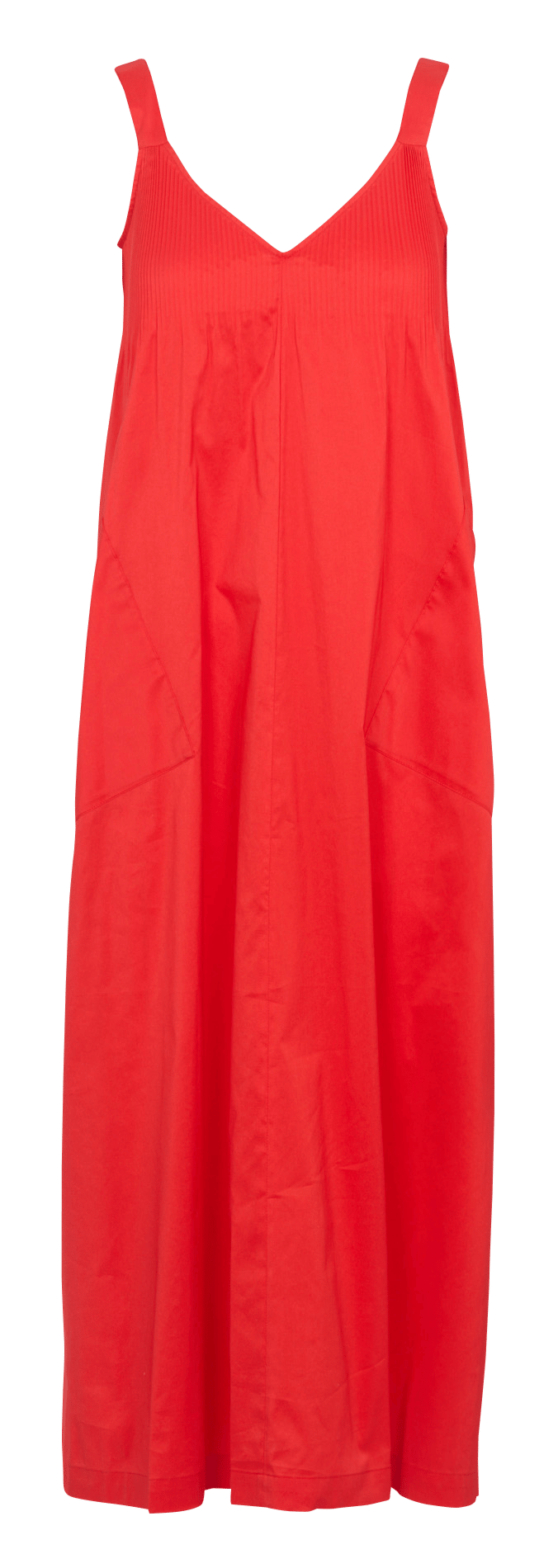 Long cotton-blend V-neck dress COTELAC Red