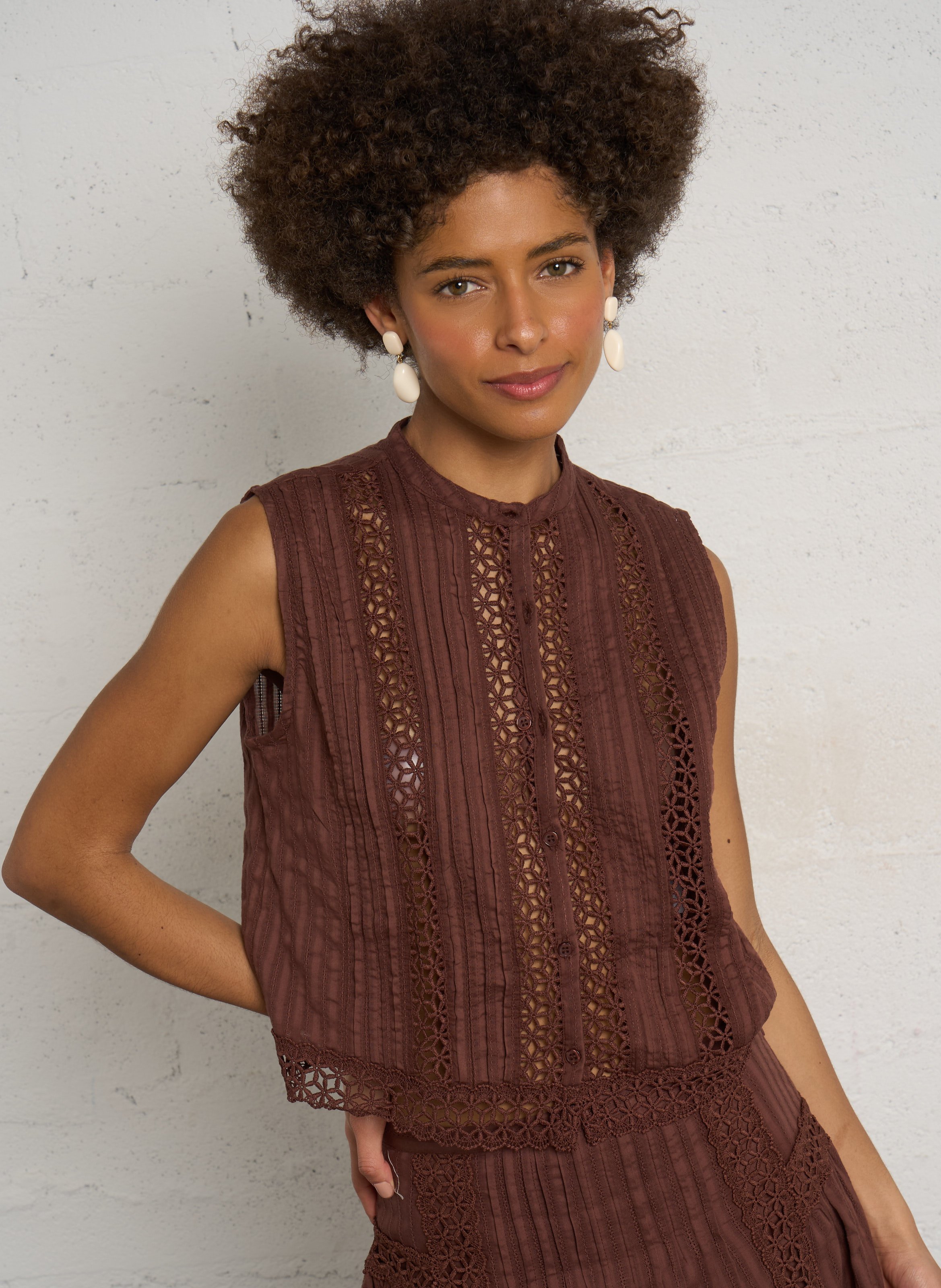 Gerade geschnittenes Baumwollhemd mit Mao-Kragen PETITE MENDIGOTE