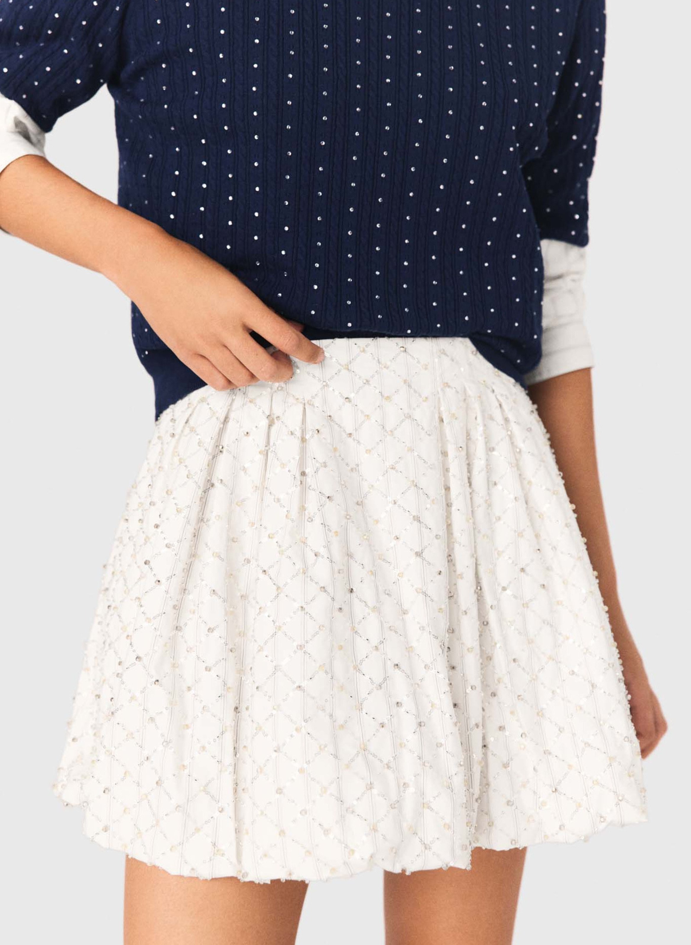 Korte uitlopende katoenen rok MAJE Wit