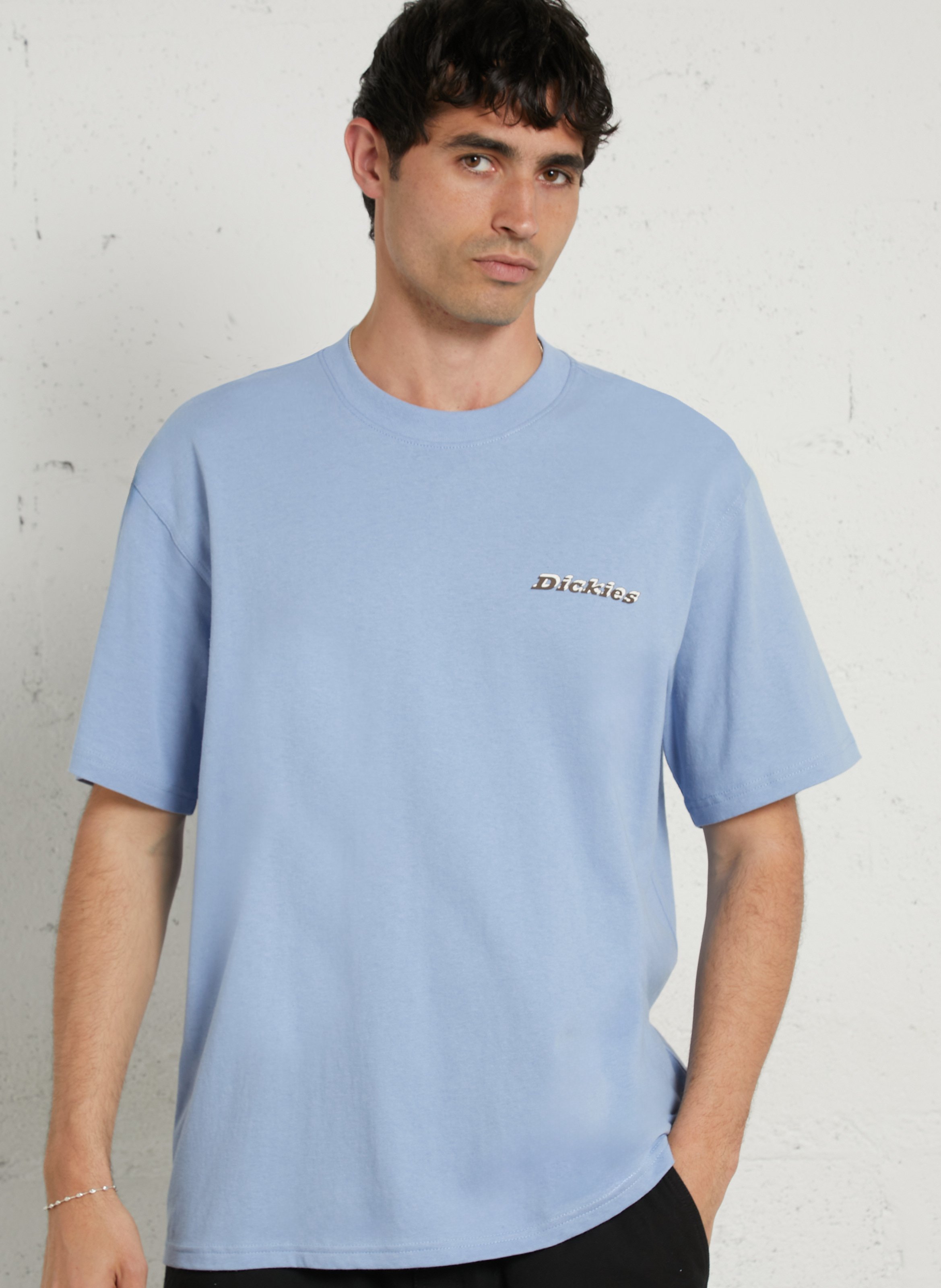 Tee-shirt droit col rond sérigraphié en coton DICKIES Bleu