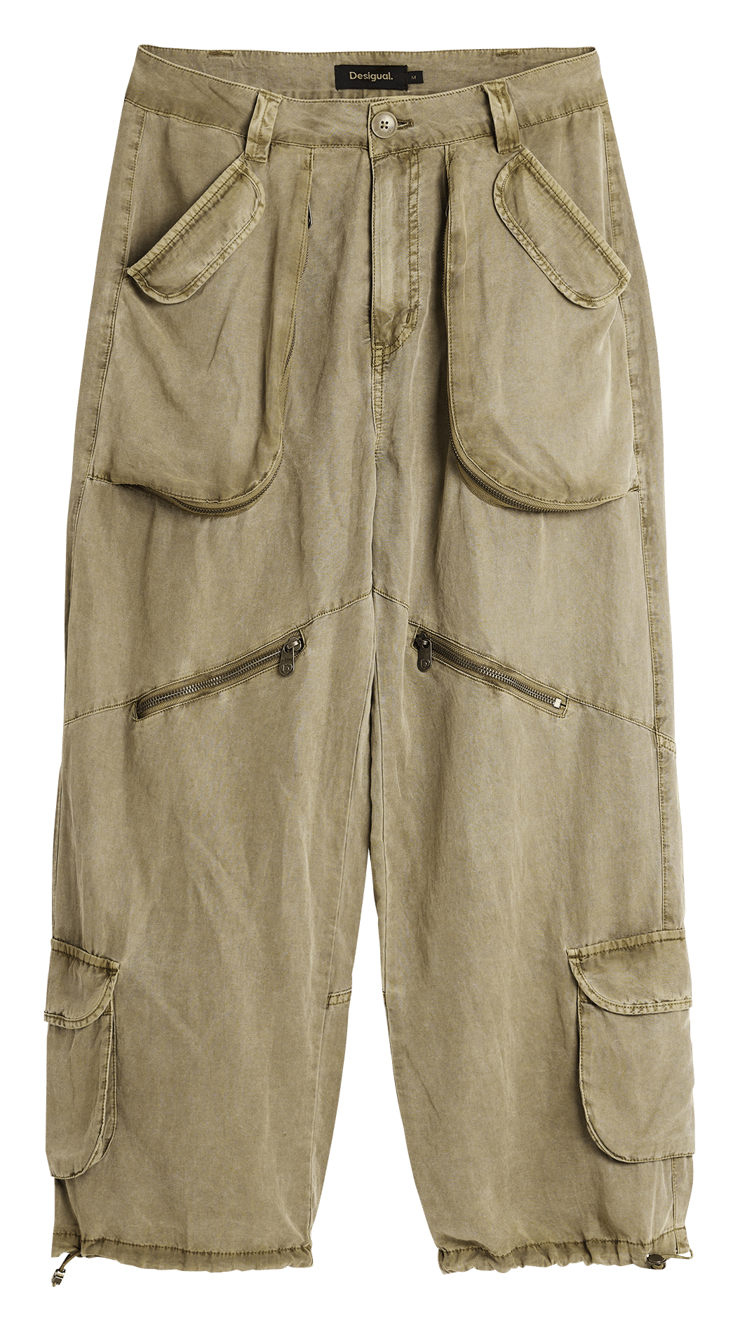 Pantalon large cargo à poches DESIGUAL Marron