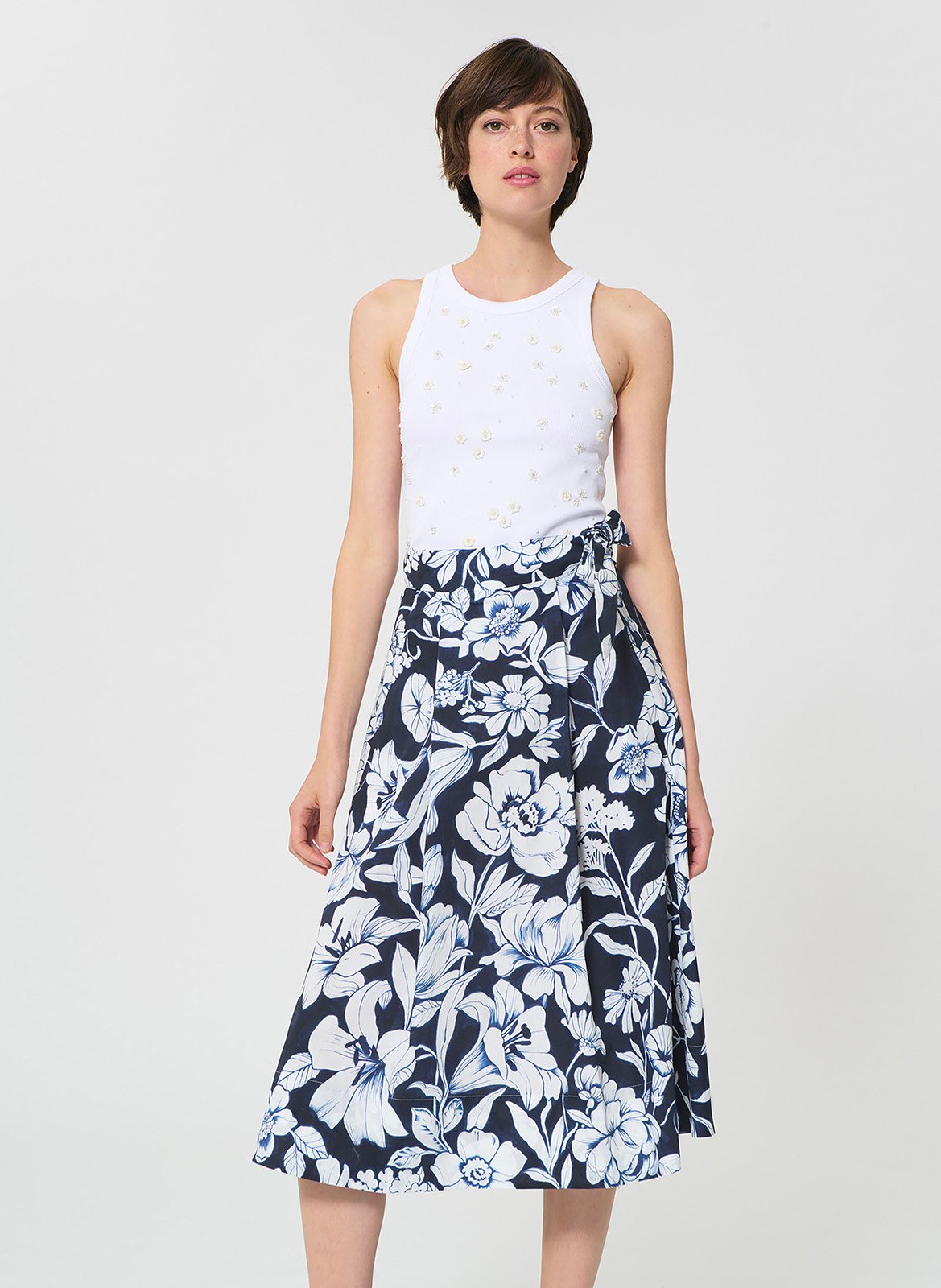 Strakke singlet | katoenblend TARA JARMON Wit