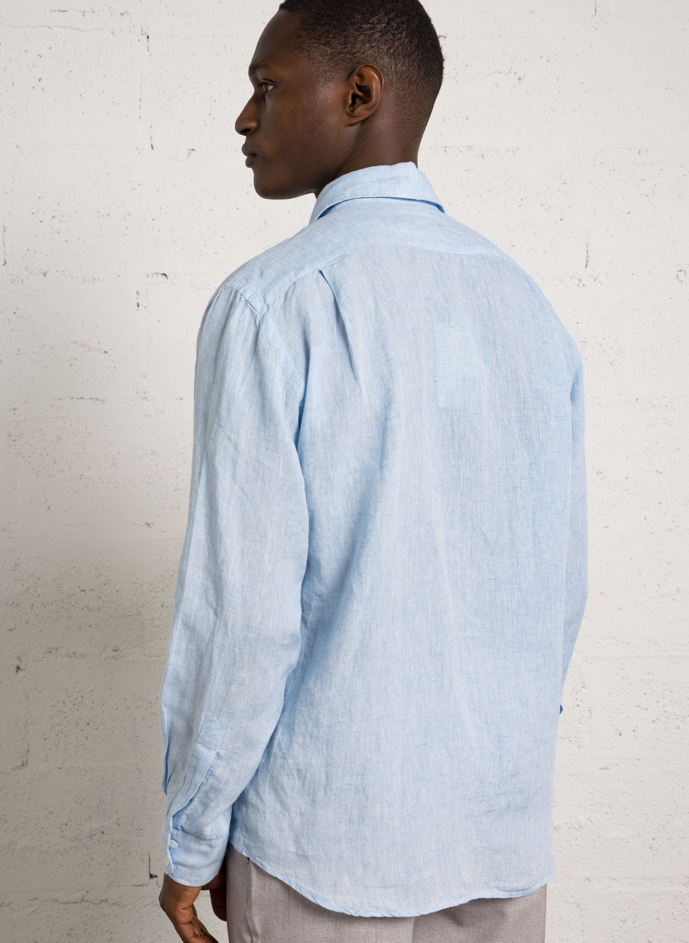 Geruit, linnen overhemd met klassieke kraag HARTFORD Blauw