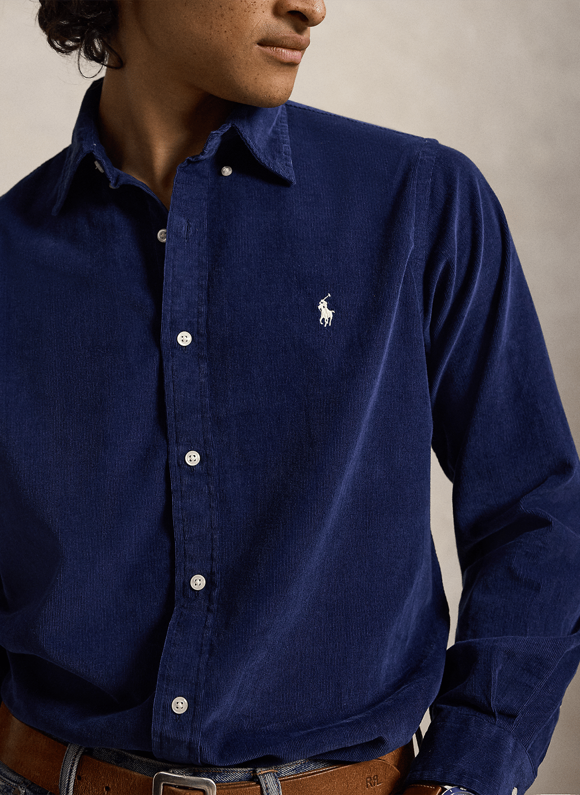 Regular-fit corduroy shirt with button-down collar POLO RALPH LAUREN Blue