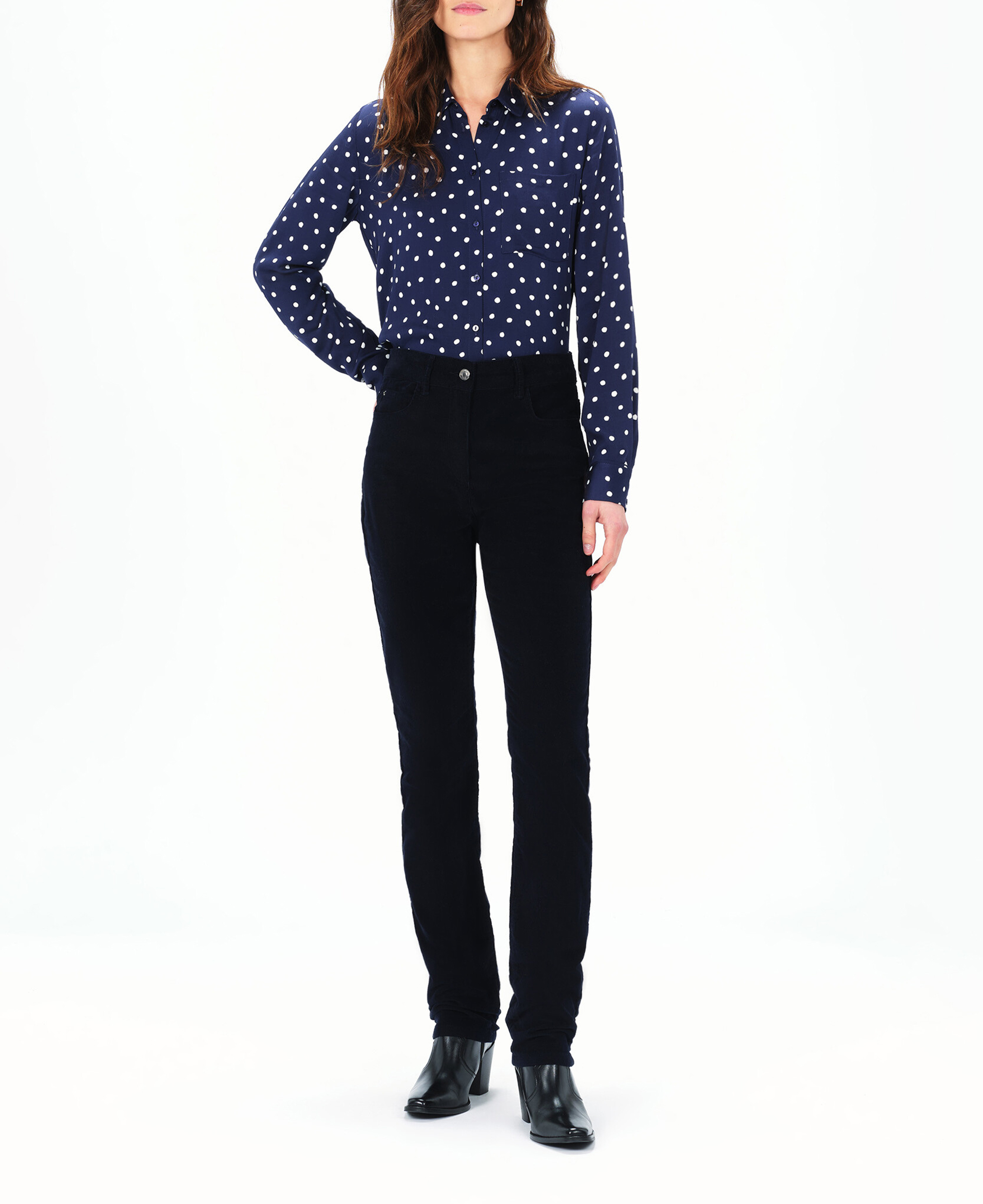 Pantalon droit en velours CAROLL Bleu
