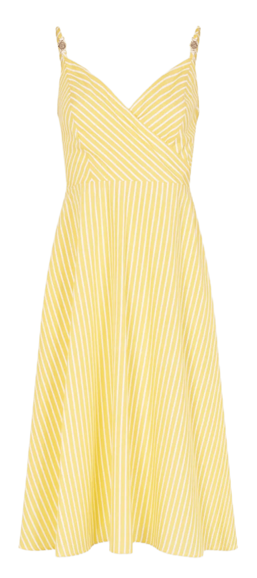 Striped wrap-over midi dress MORGAN Yellow