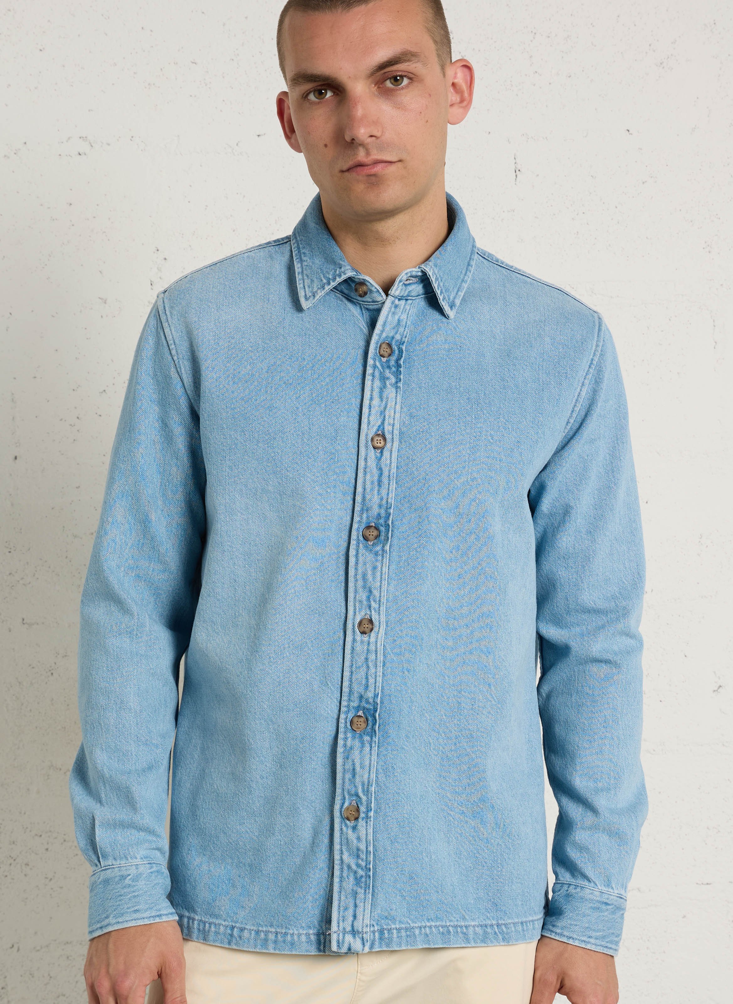 Oversized cotton-blend shirt with classic collar IKKS Blue